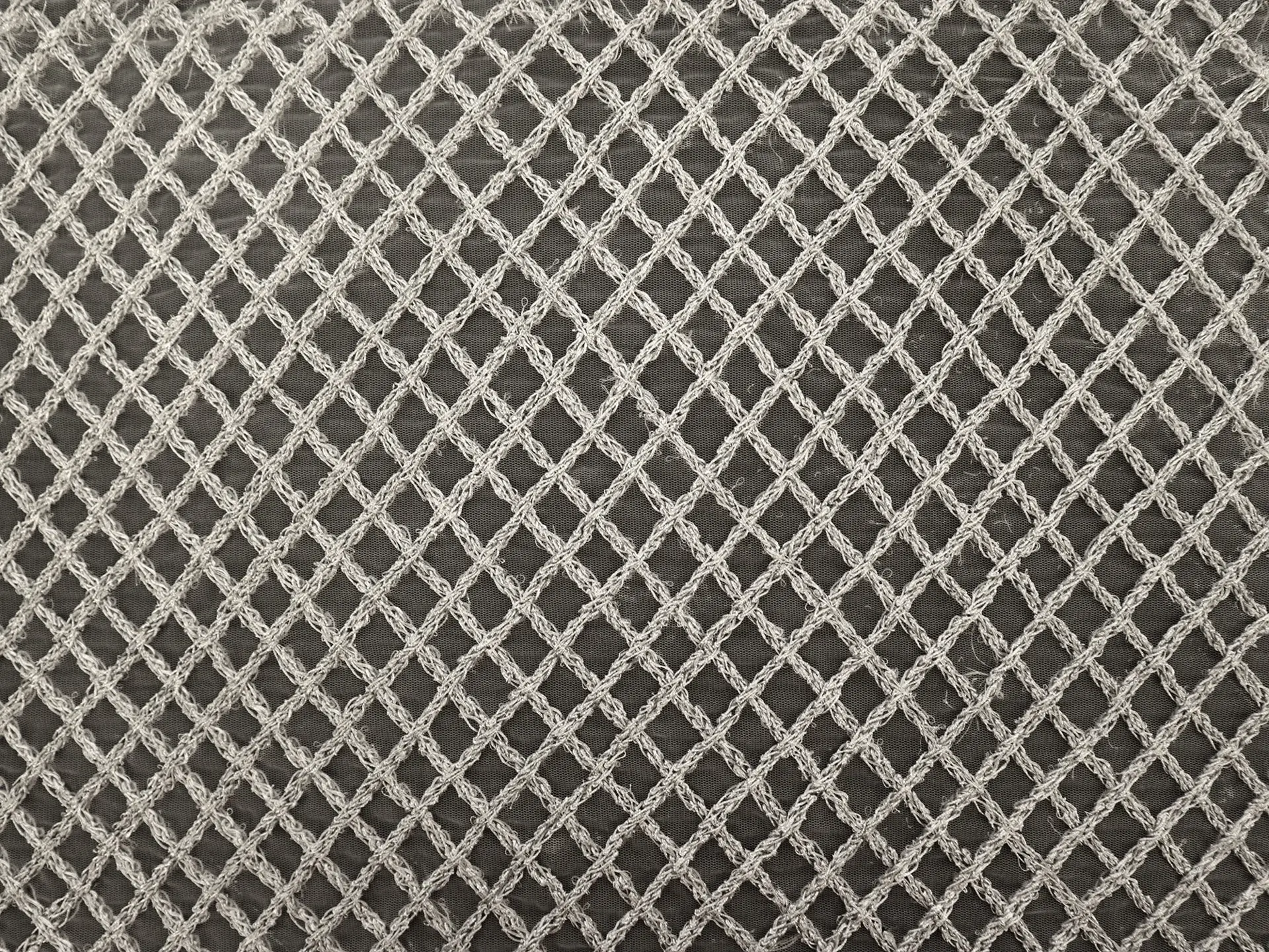 Novelty Metallic Braided Diamond Embroidered Tulle in Silver