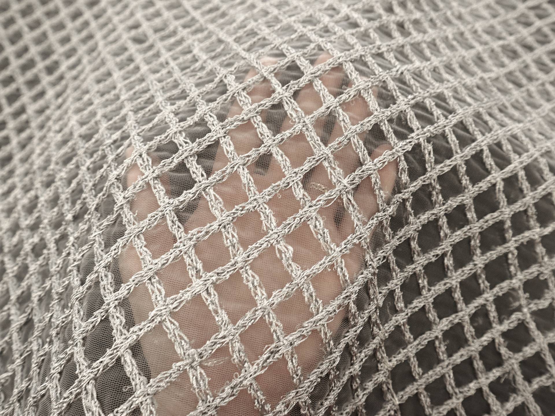 Novelty Metallic Braided Diamond Embroidered Tulle in Silver