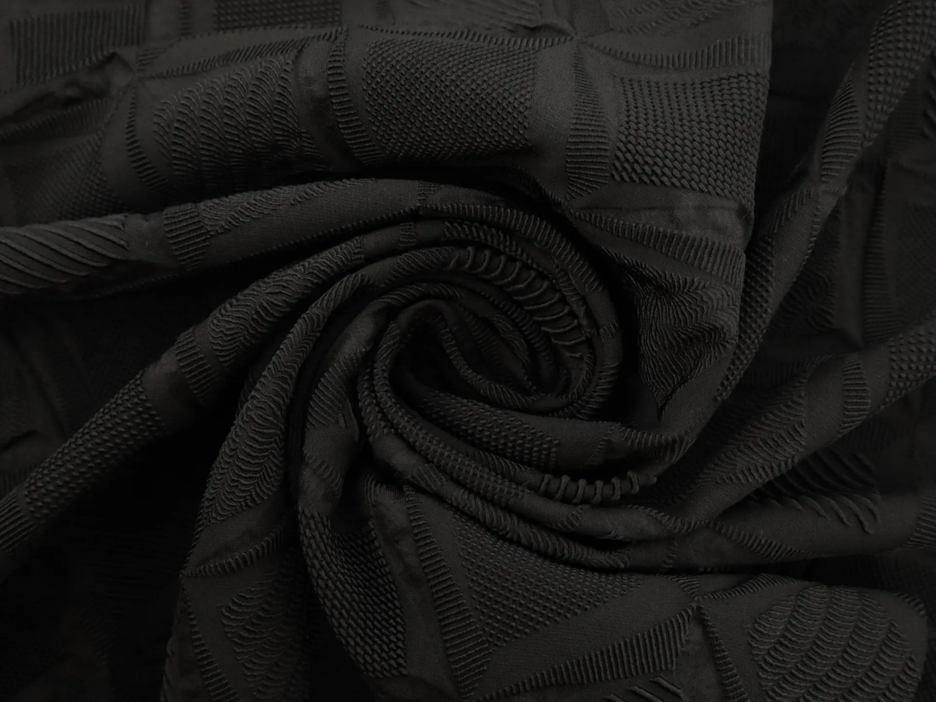 Polyester and Nylon Blend Stretch Brocade in Black