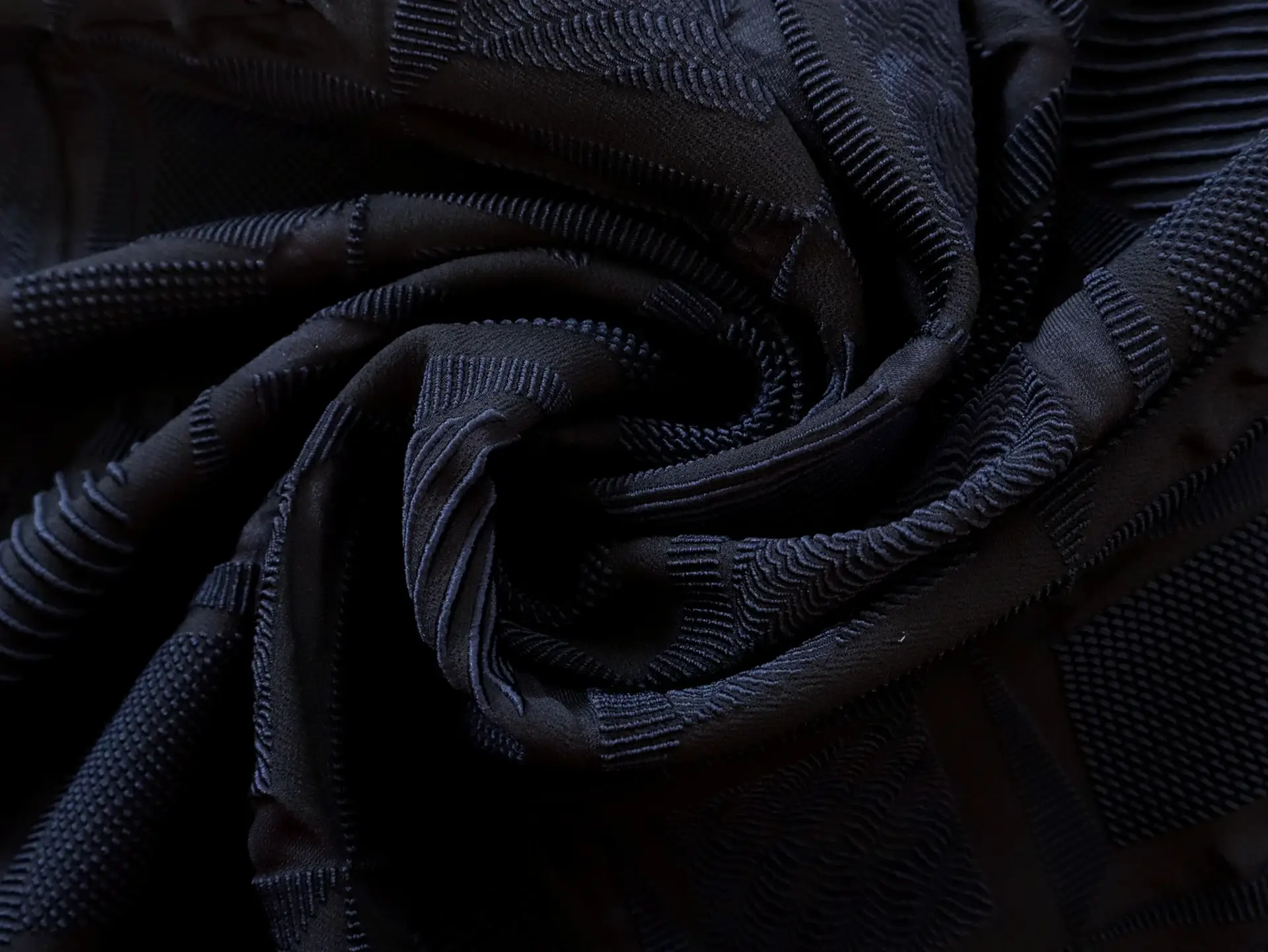 Polyester and Nylon Blend Stretch Brocade in Navy