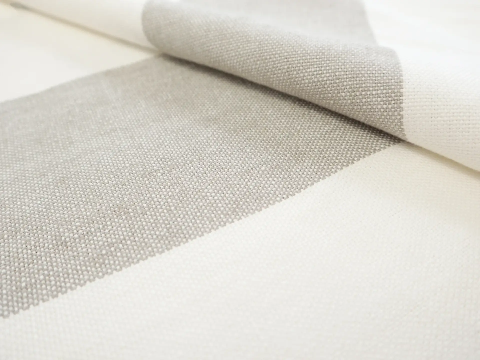 Linen Upholstery Stripe in Grey & Ivory
