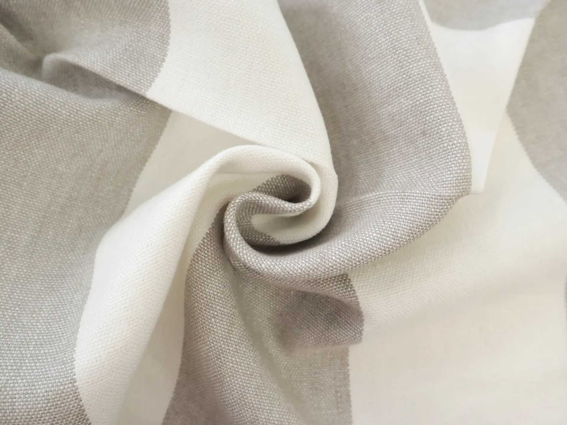 Linen Upholstery Stripe in Grey & Ivory
