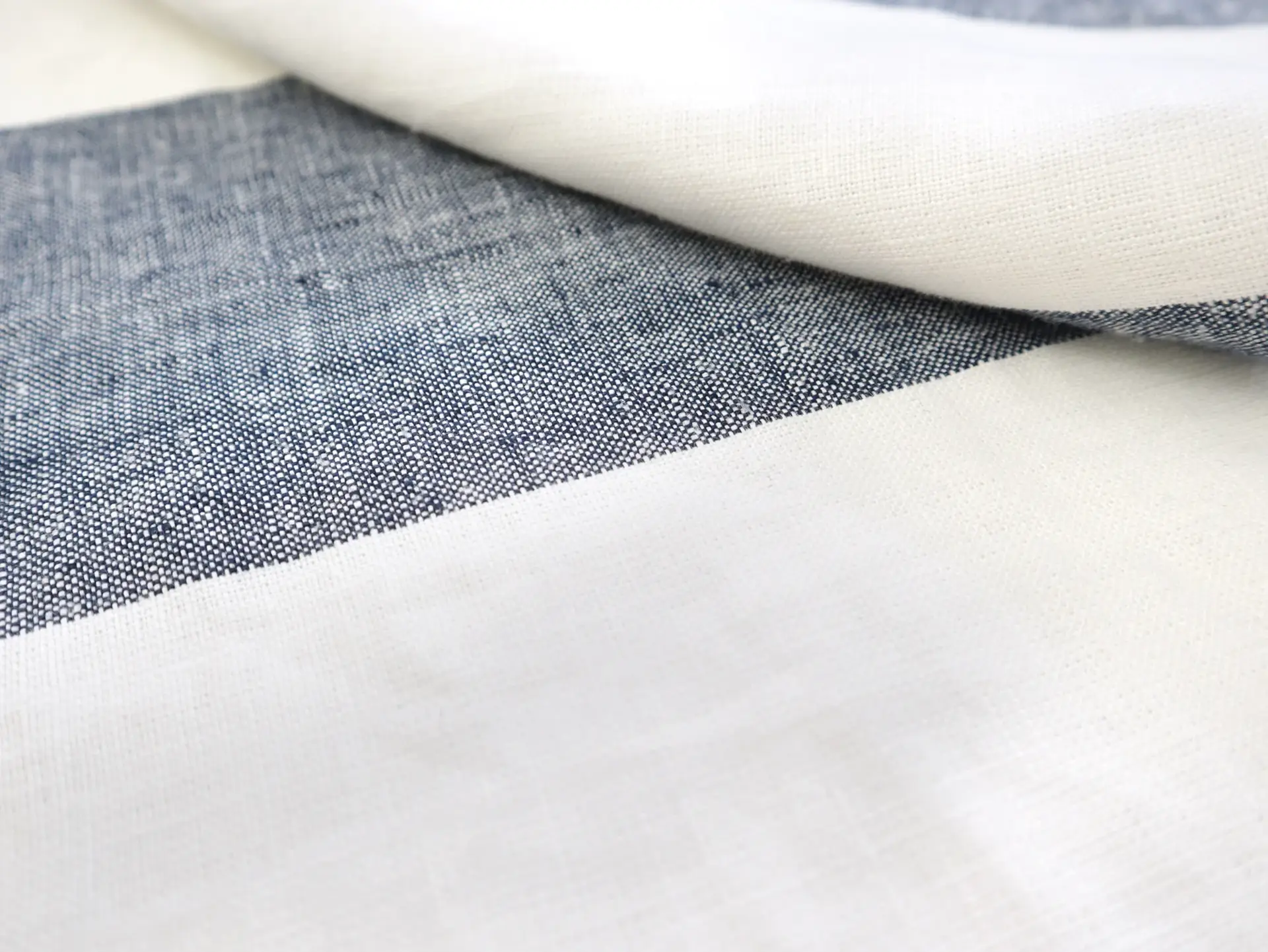 Linen Upholstery Stripe Indigo & Ivory