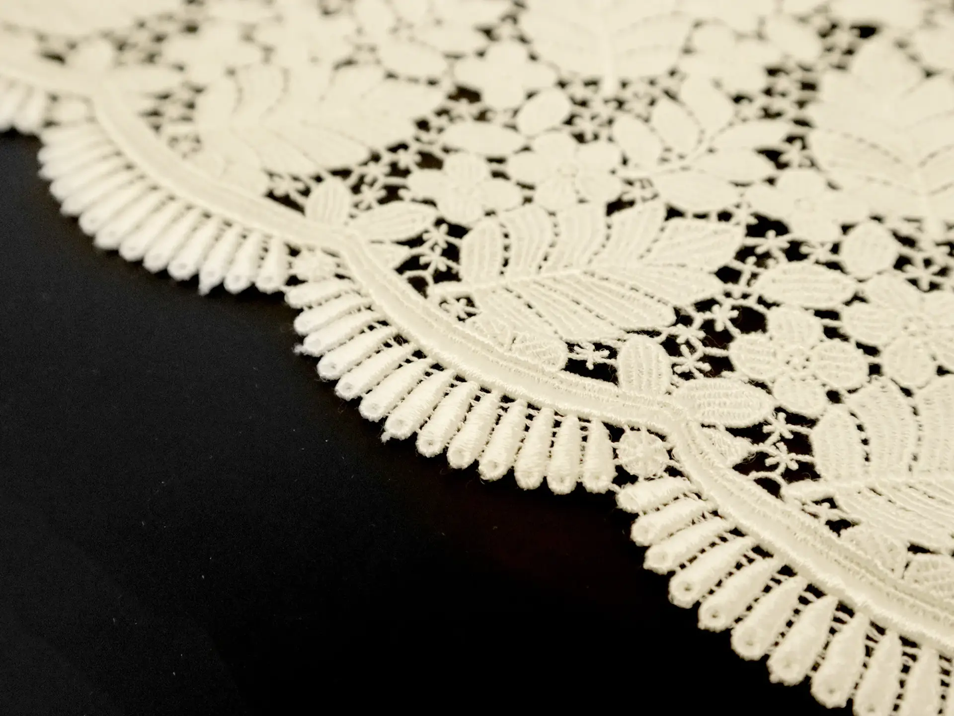 Guipure Lace with Botanical Motif in Ivory