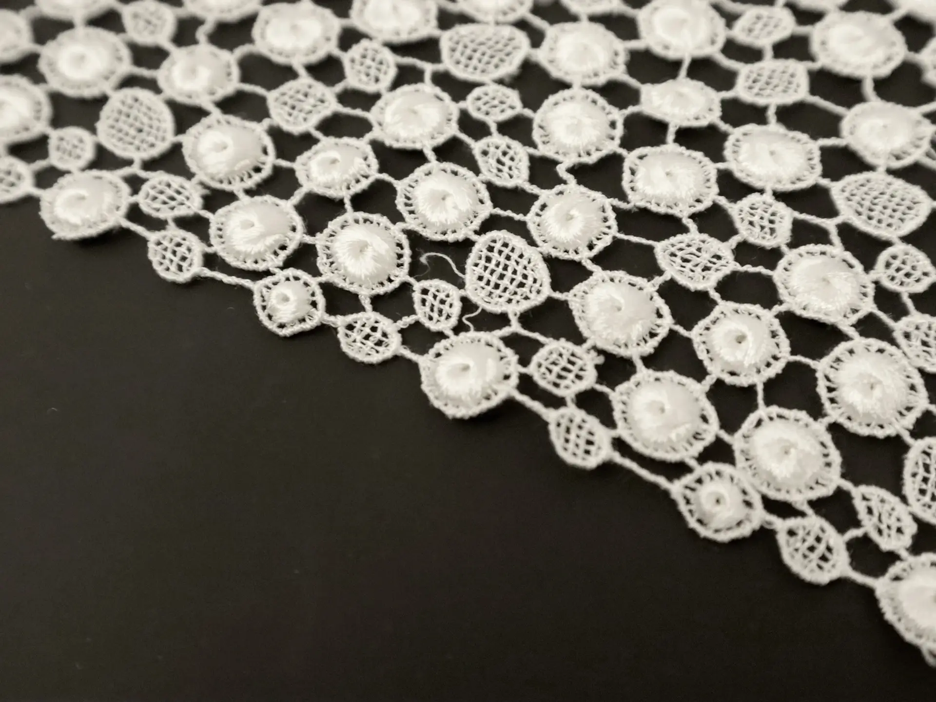 Guipure Lace with Dot Pattern in White