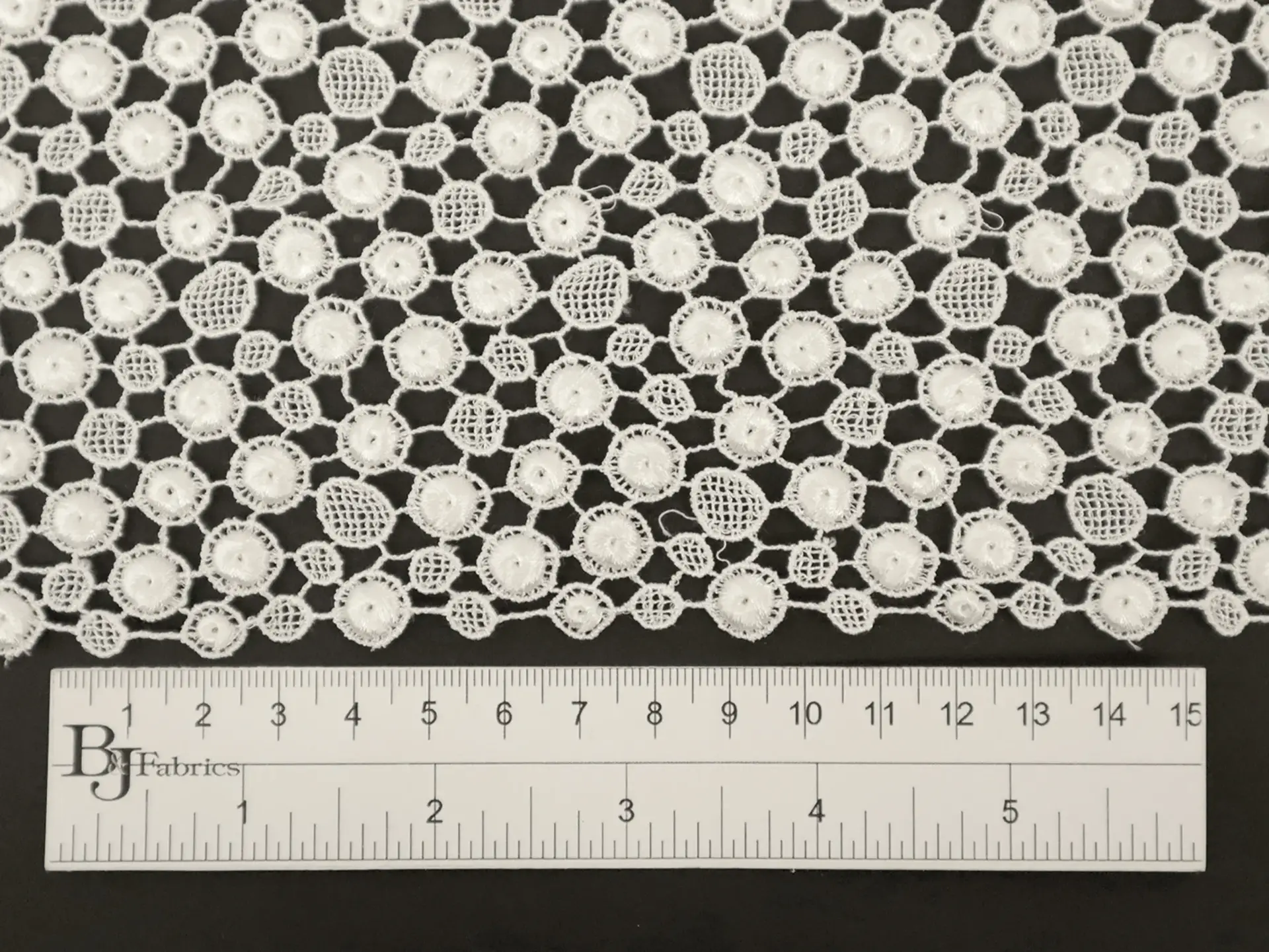 Guipure Lace with Dot Pattern in White