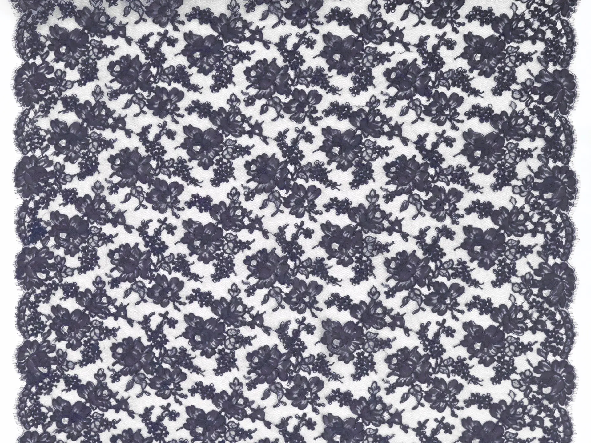 Alençon Floral Lace in Navy
