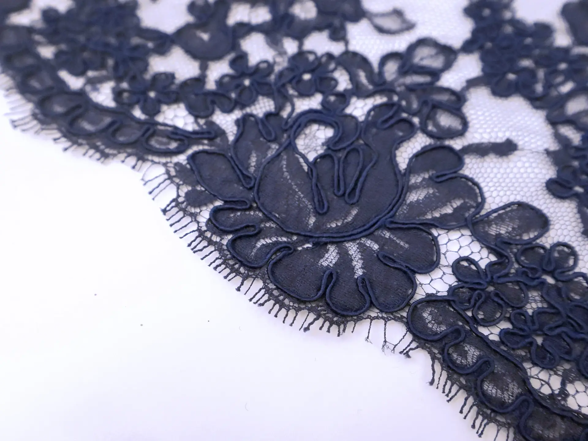 Alençon Floral Lace in Navy