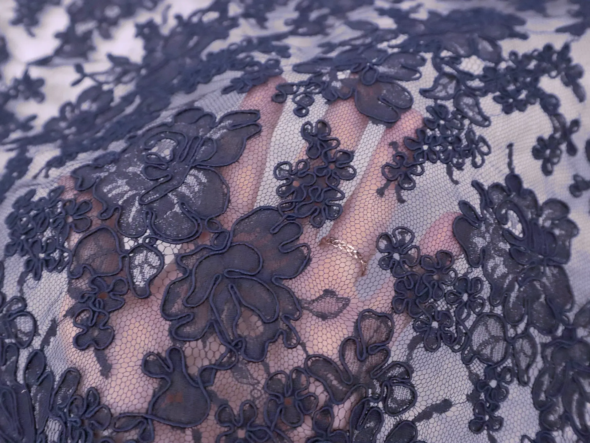 Alençon Floral Lace in Navy