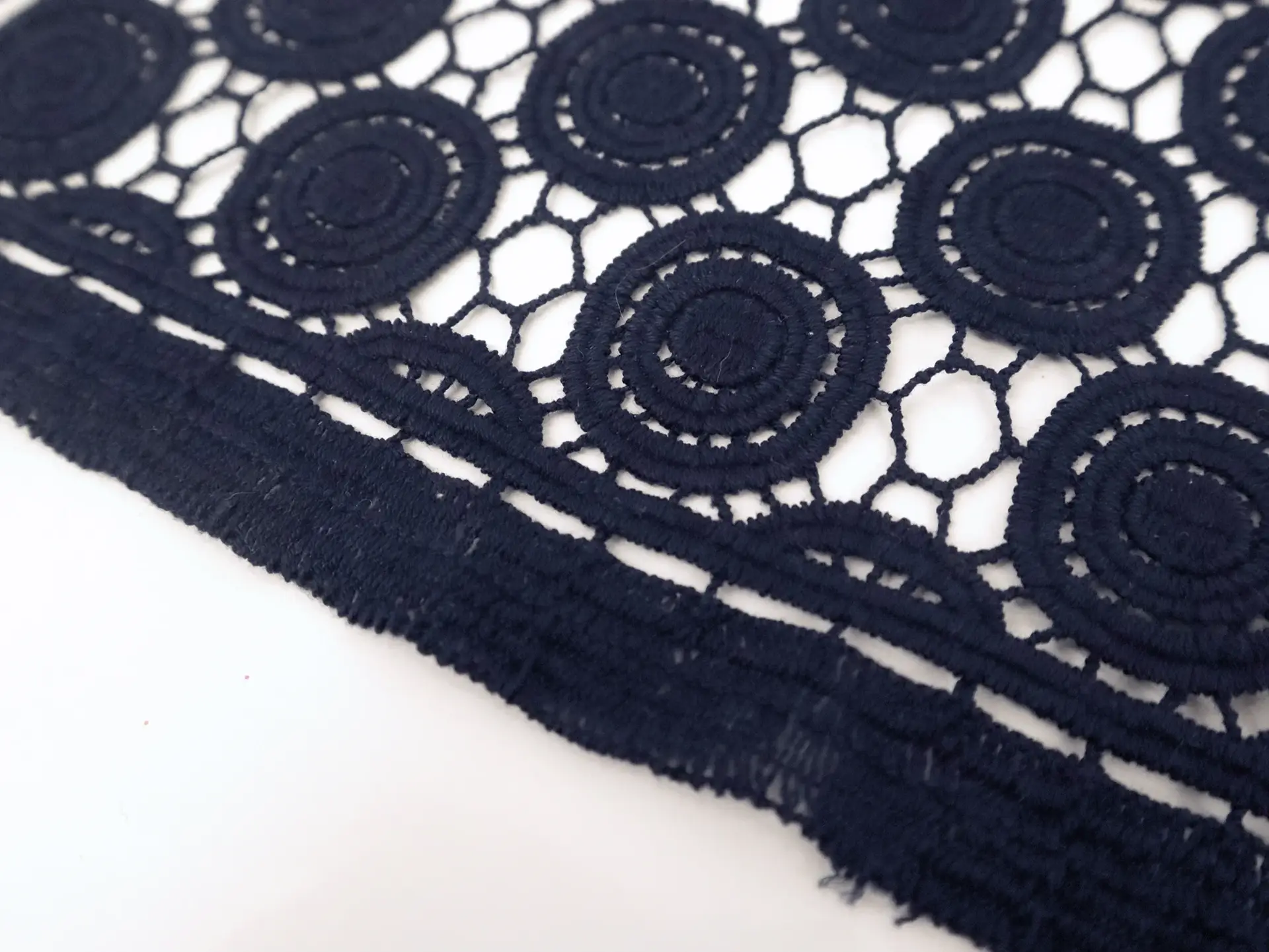 Guipure Lace with Circles Motif in Navy