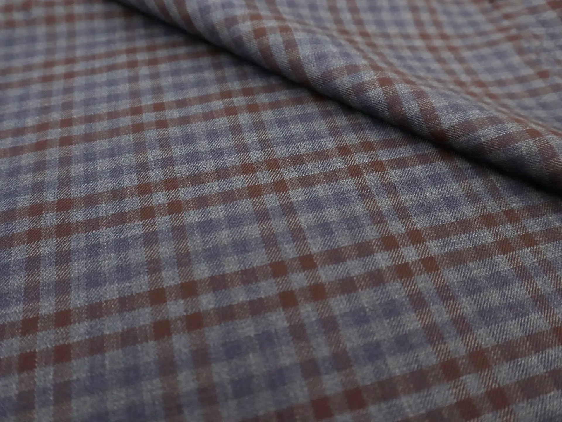 Italian Loro Piana Wool Plaid Suiting in Navy