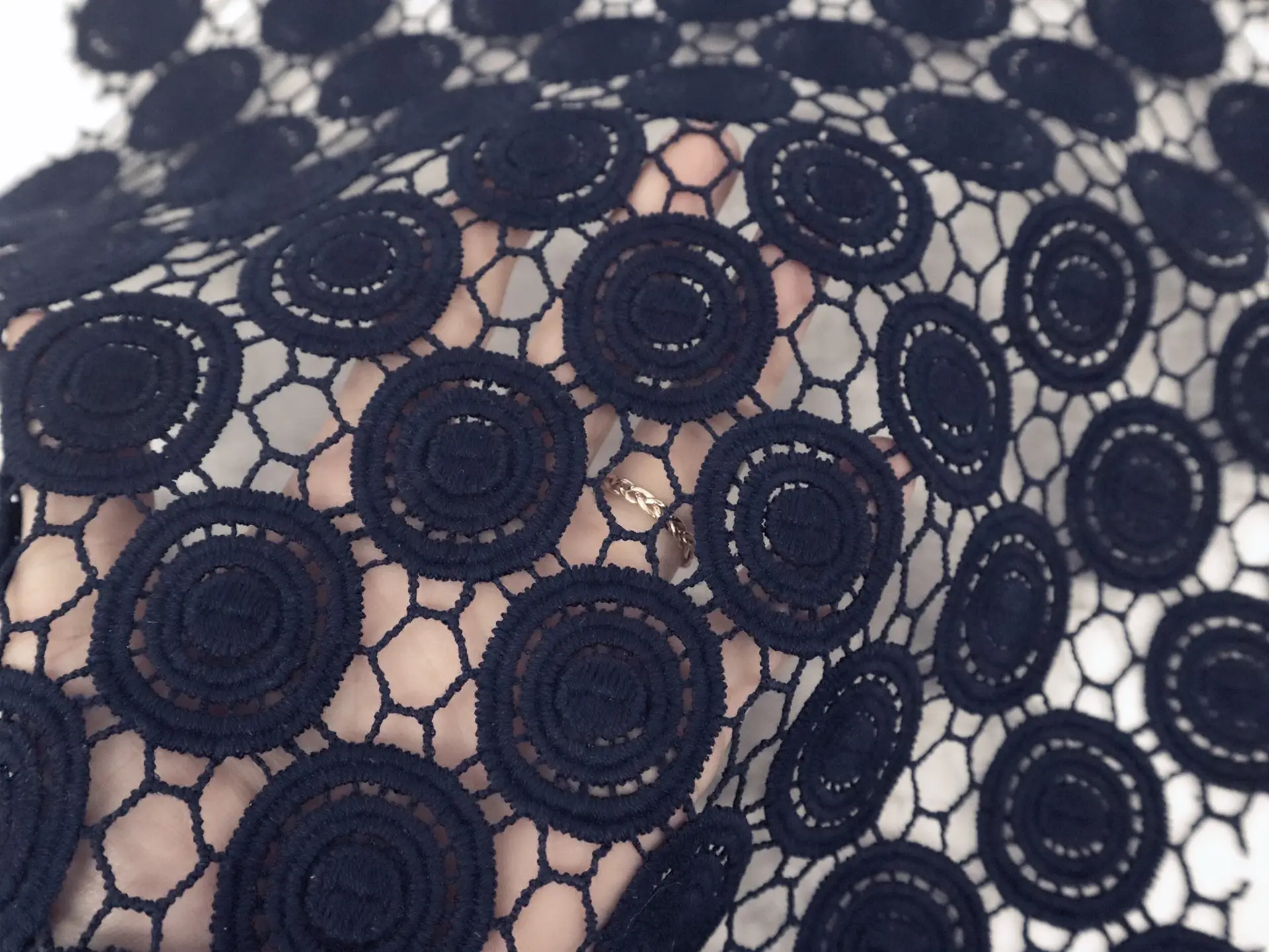 Guipure Lace with Circles Motif in Navy