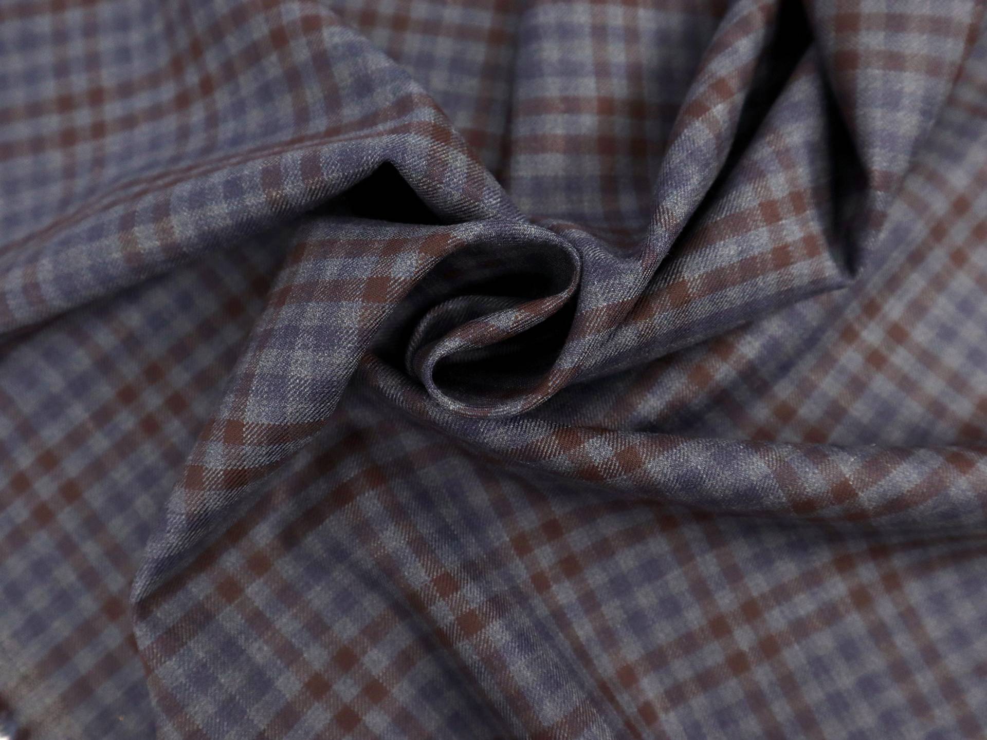 Italian Loro Piana Wool Plaid Suiting in Navy