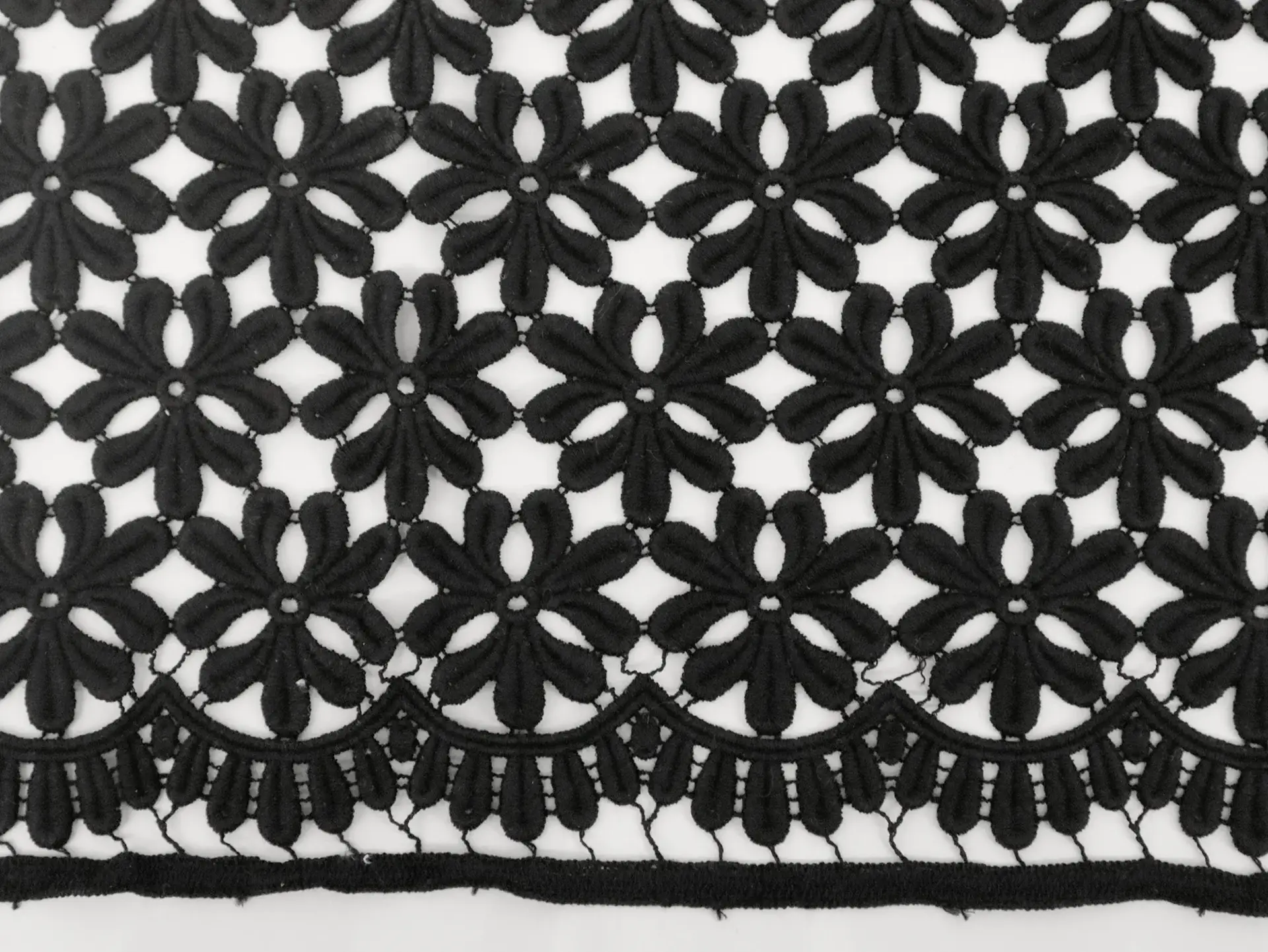 Made in Switzerland Cotton Guipure Lace with Floral Pattern