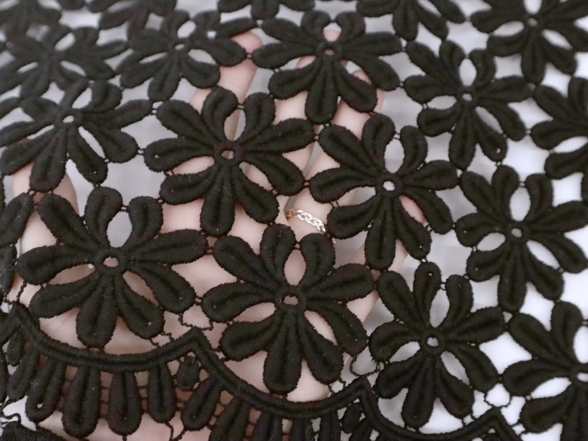 Made in Switzerland Cotton Guipure Lace with Floral Pattern