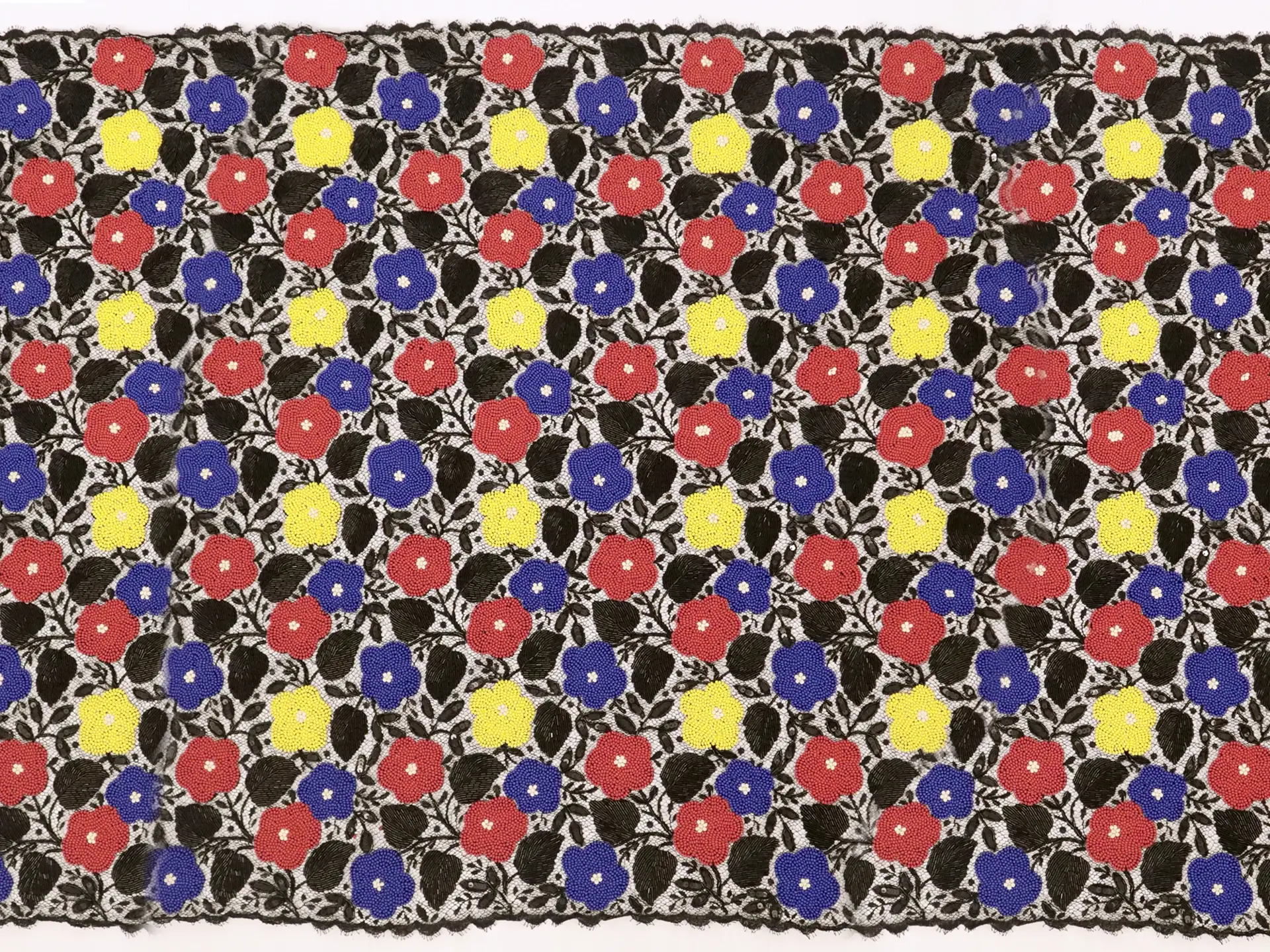 Beaded Chantilly Lace with Florals in Primary Colors