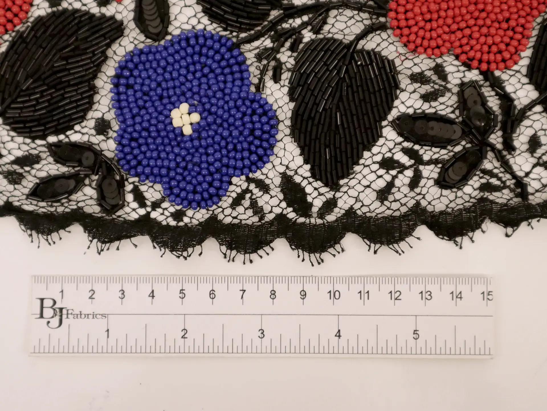 Beaded Chantilly Lace with Florals in Primary Colors