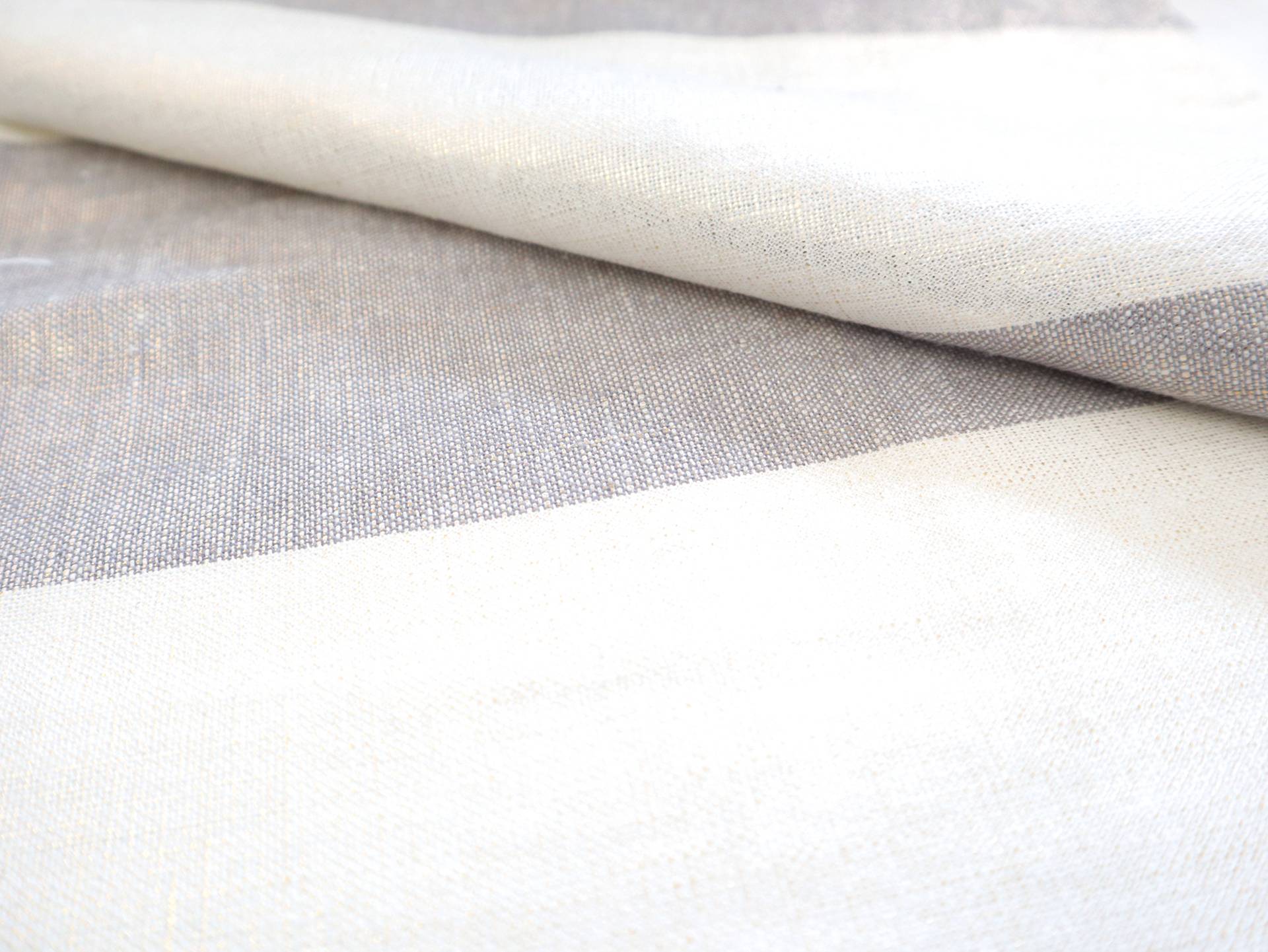 Linen Upholstery Metallic Stripe in Gold Grey