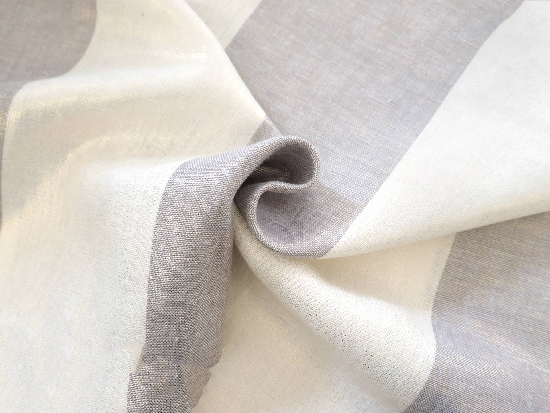 Linen Upholstery Metallic Stripe in Gold Grey