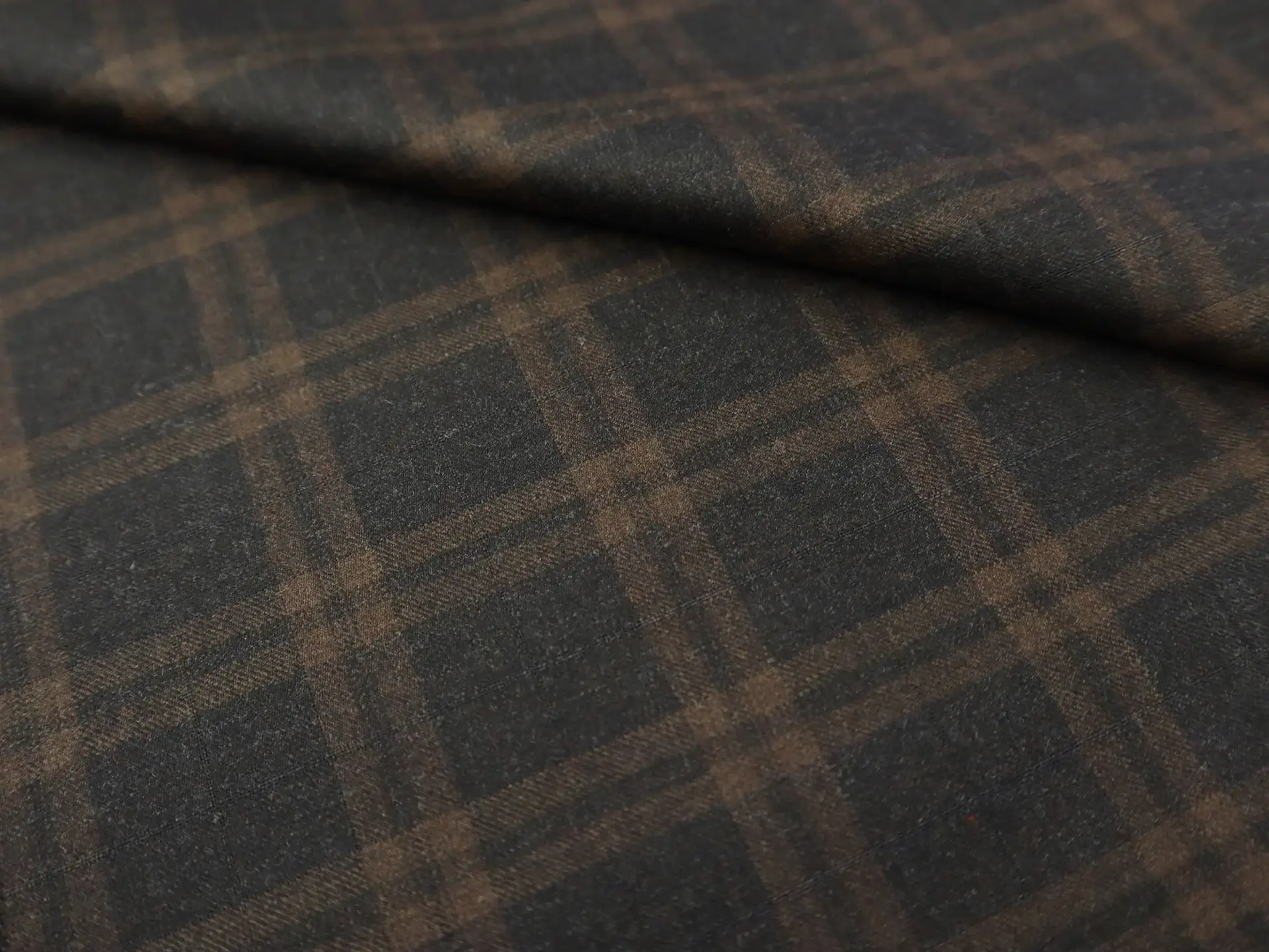 Super 130s Wool Plaid Suiting in Espresso 