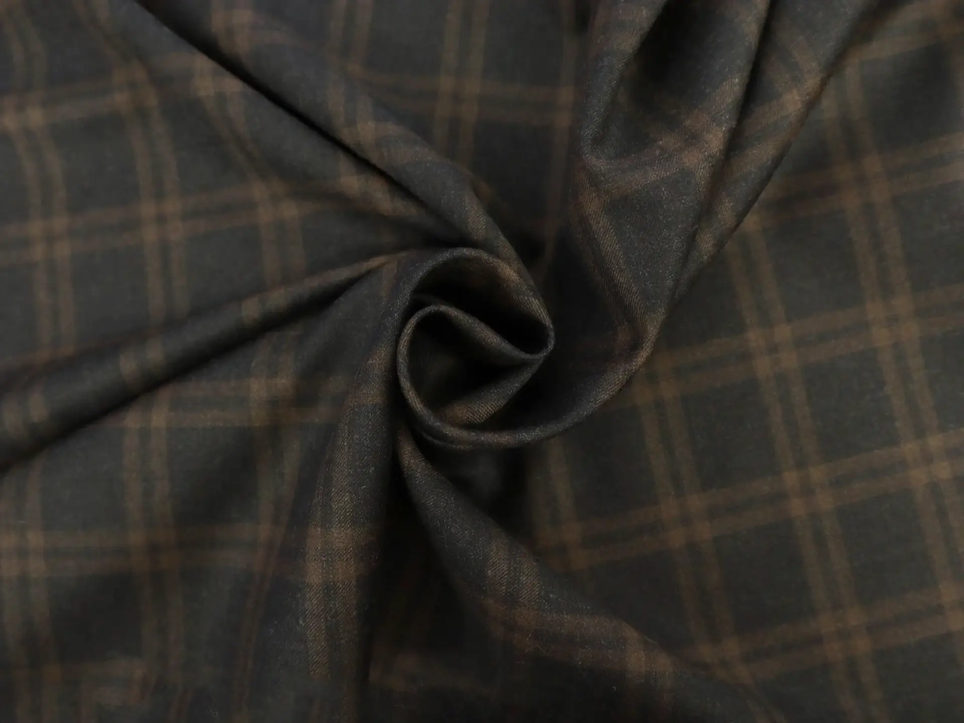 Super 130s Wool Plaid Suiting in Espresso 