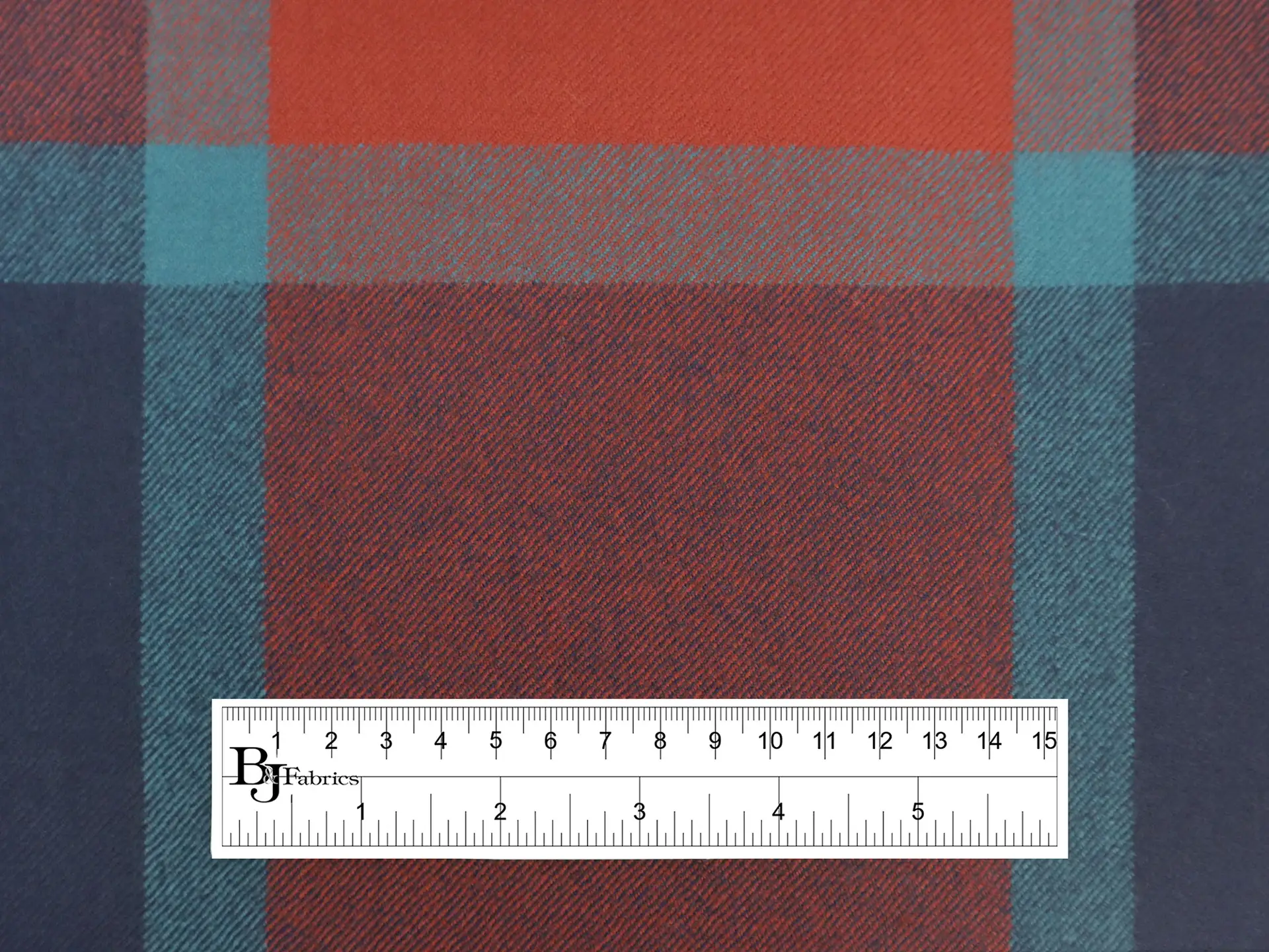 Scottish Wool Plaid Suiting in Clay Turquoise