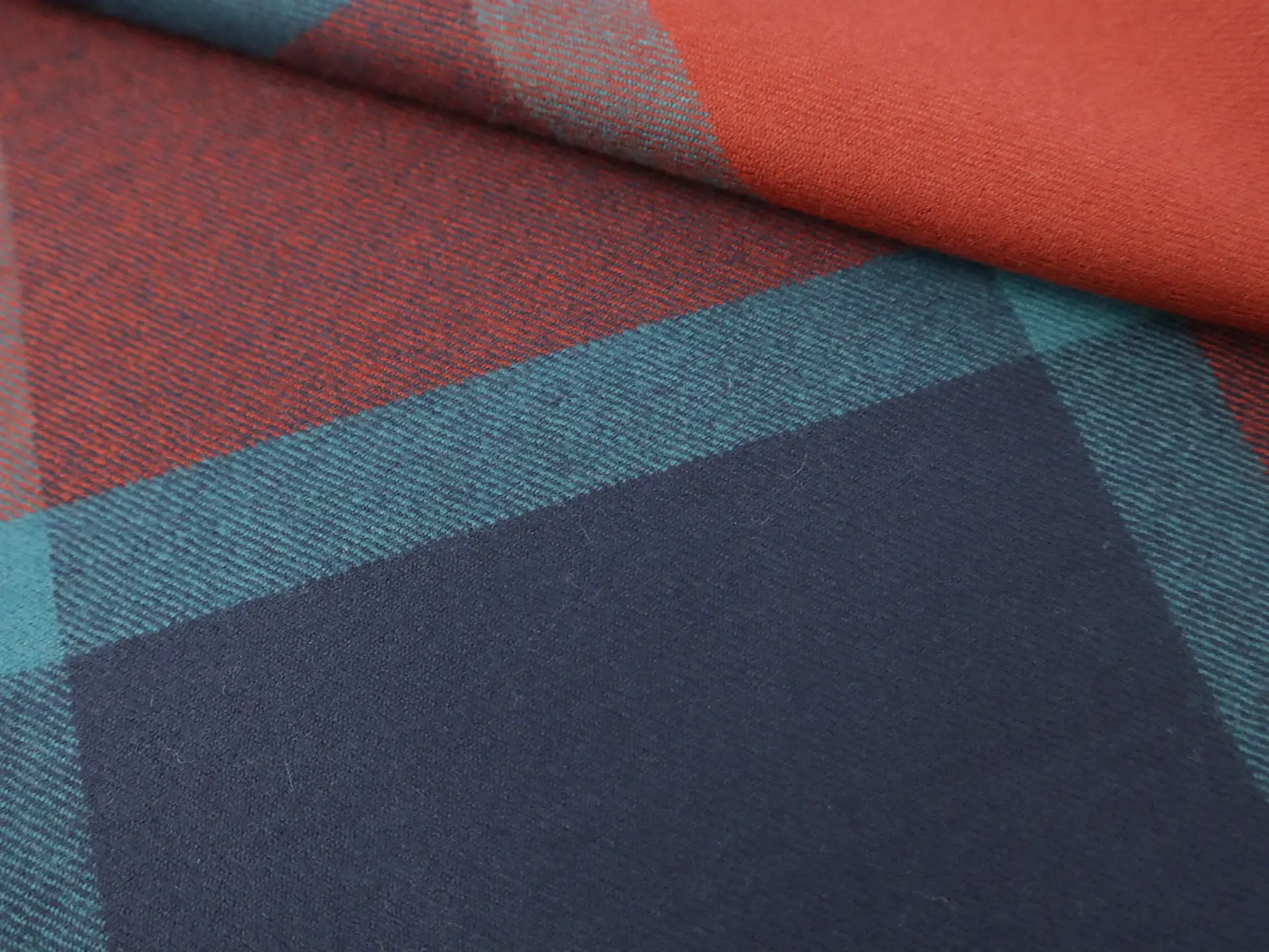 Scottish Wool Plaid Suiting in Clay Turquoise