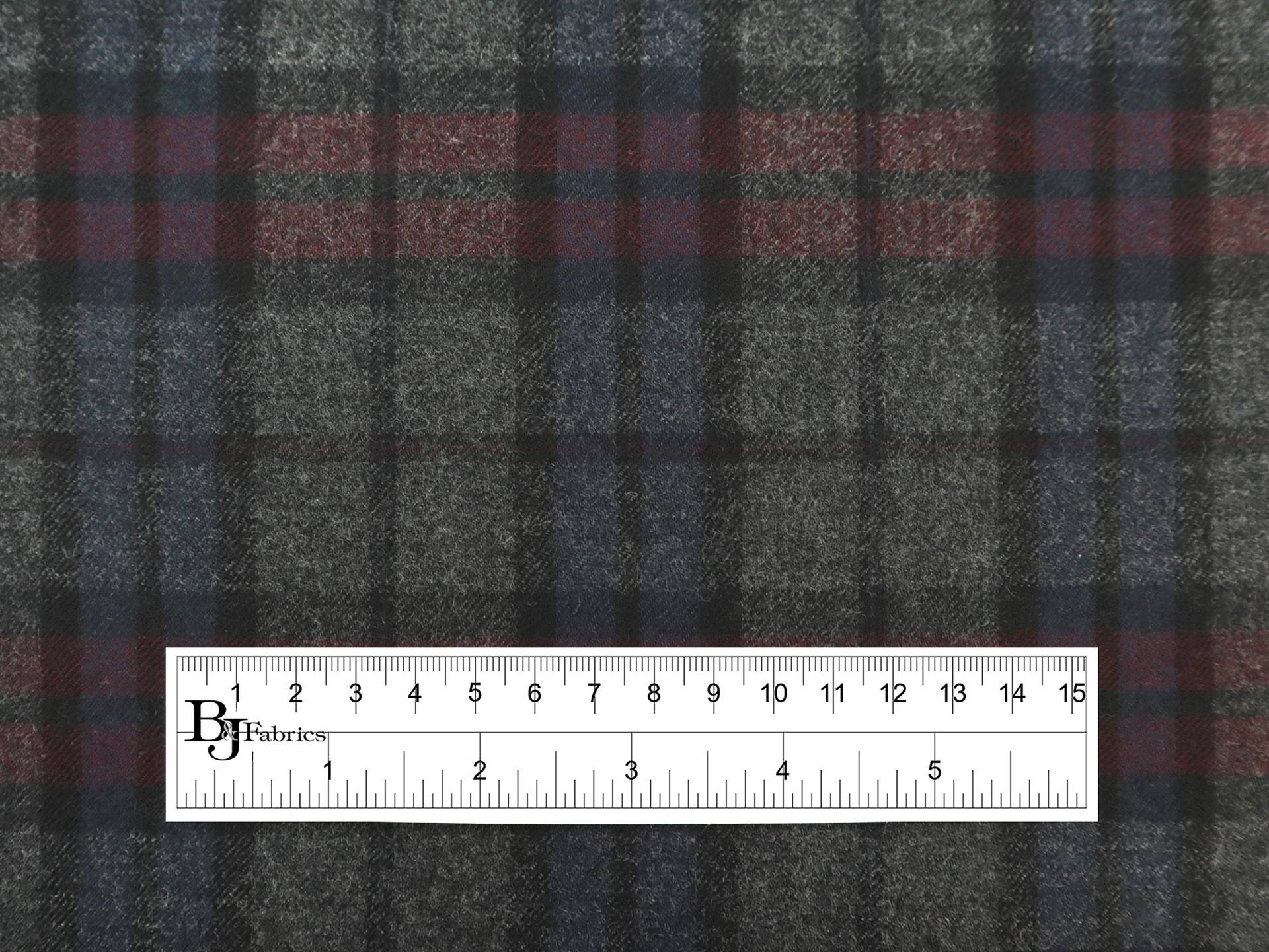 Italian Wool Twill Plaid Suiting in Charcoal Navy