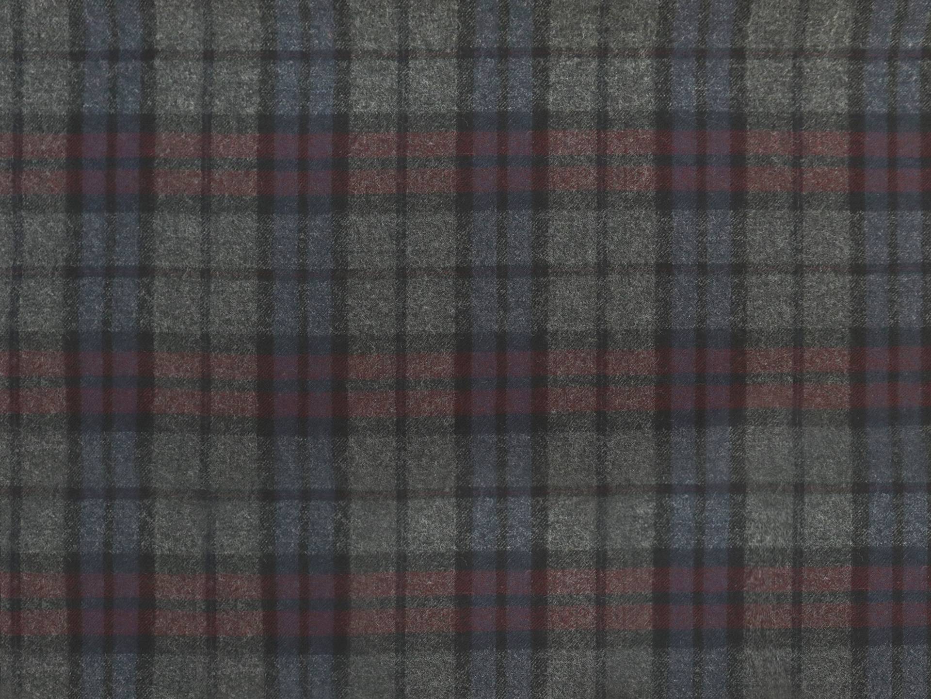 Italian Wool Twill Plaid Suiting in Charcoal Navy