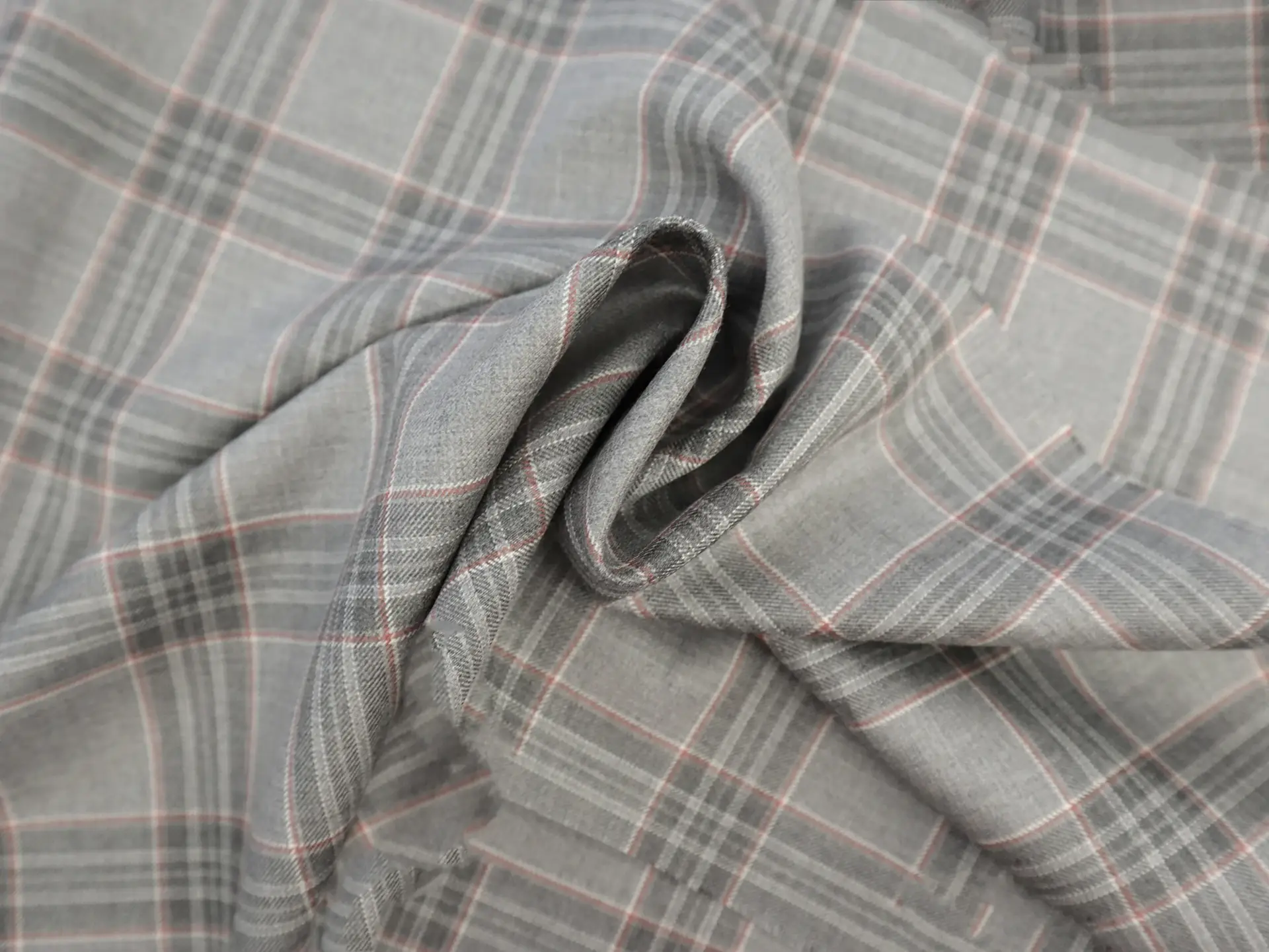 Italian Wool Super 130's Plaid Suiting in Grey
