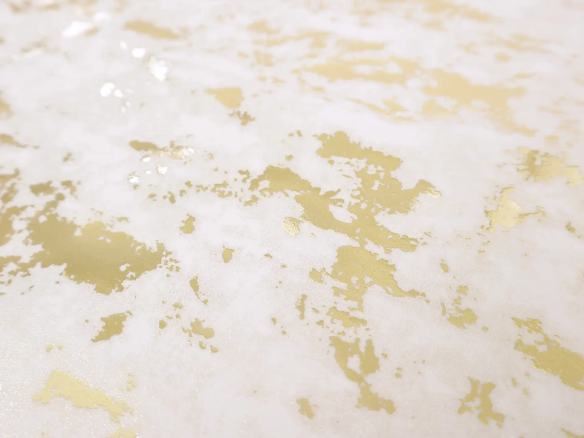 Metallic Foil-Brushed Cotton in White and Gold