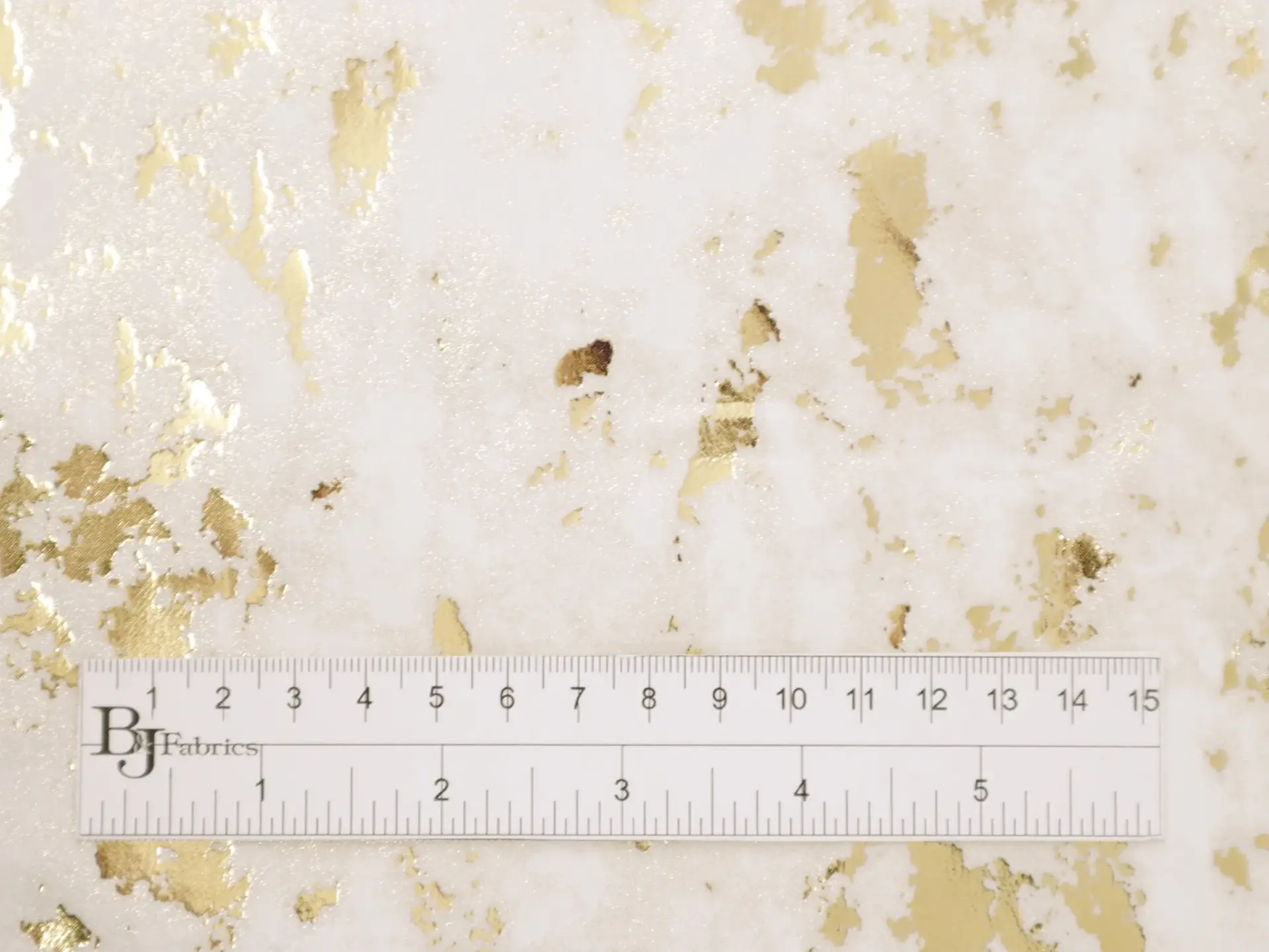 Metallic Foil-Brushed Cotton in White and Gold