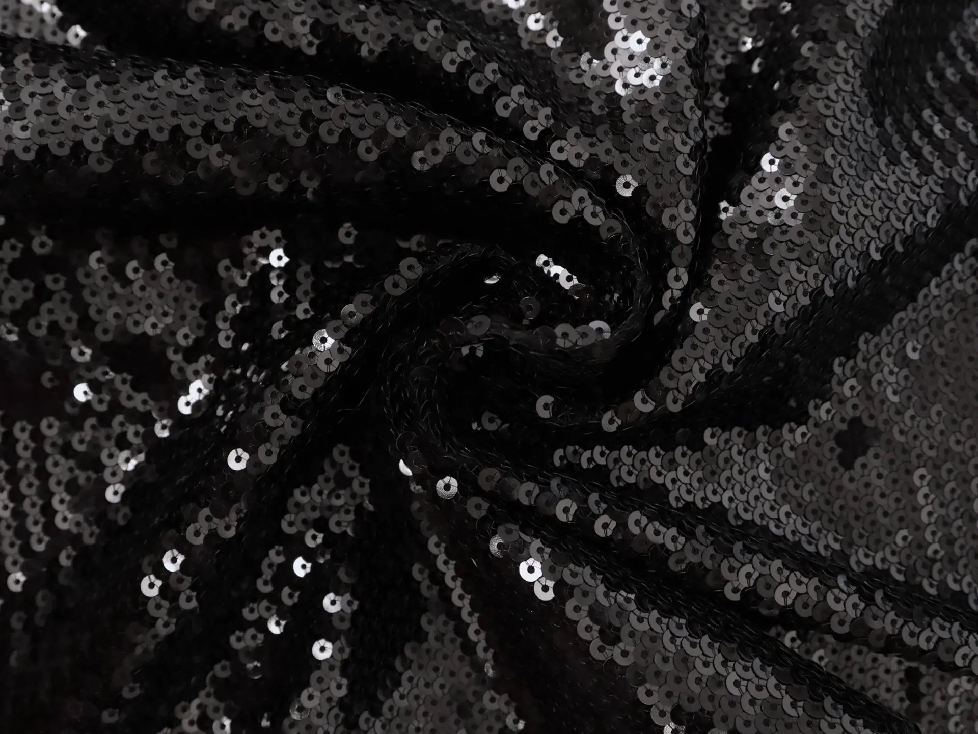Fish Scale Sequins on Tulle in Black