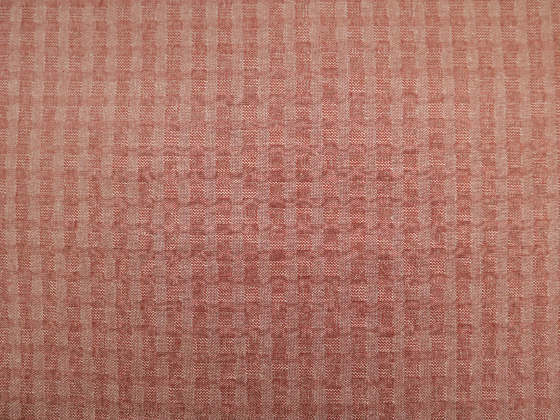 Woven Cotton Novelty Check in Chambray Red