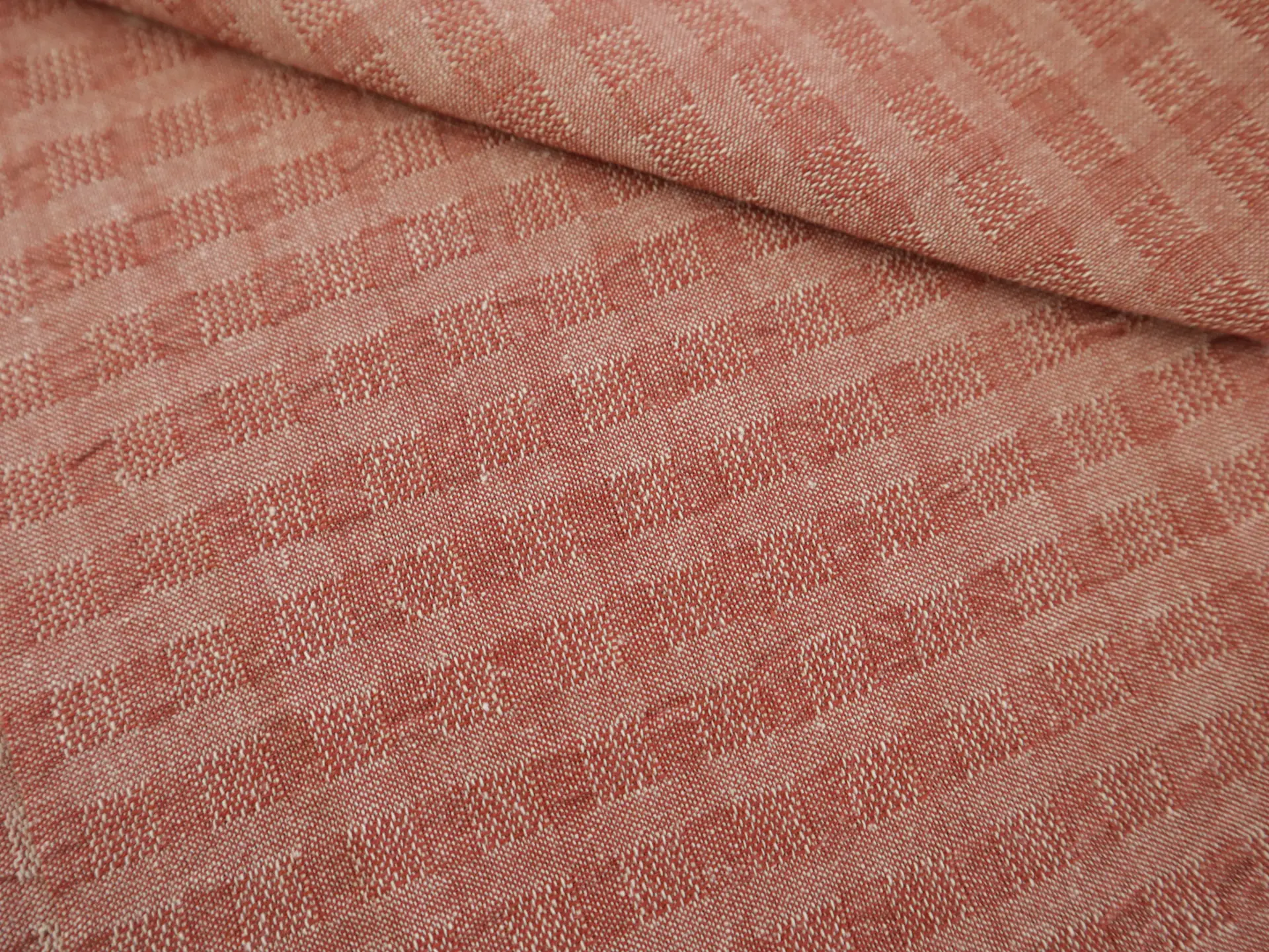 Woven Cotton Novelty Check in Chambray Red