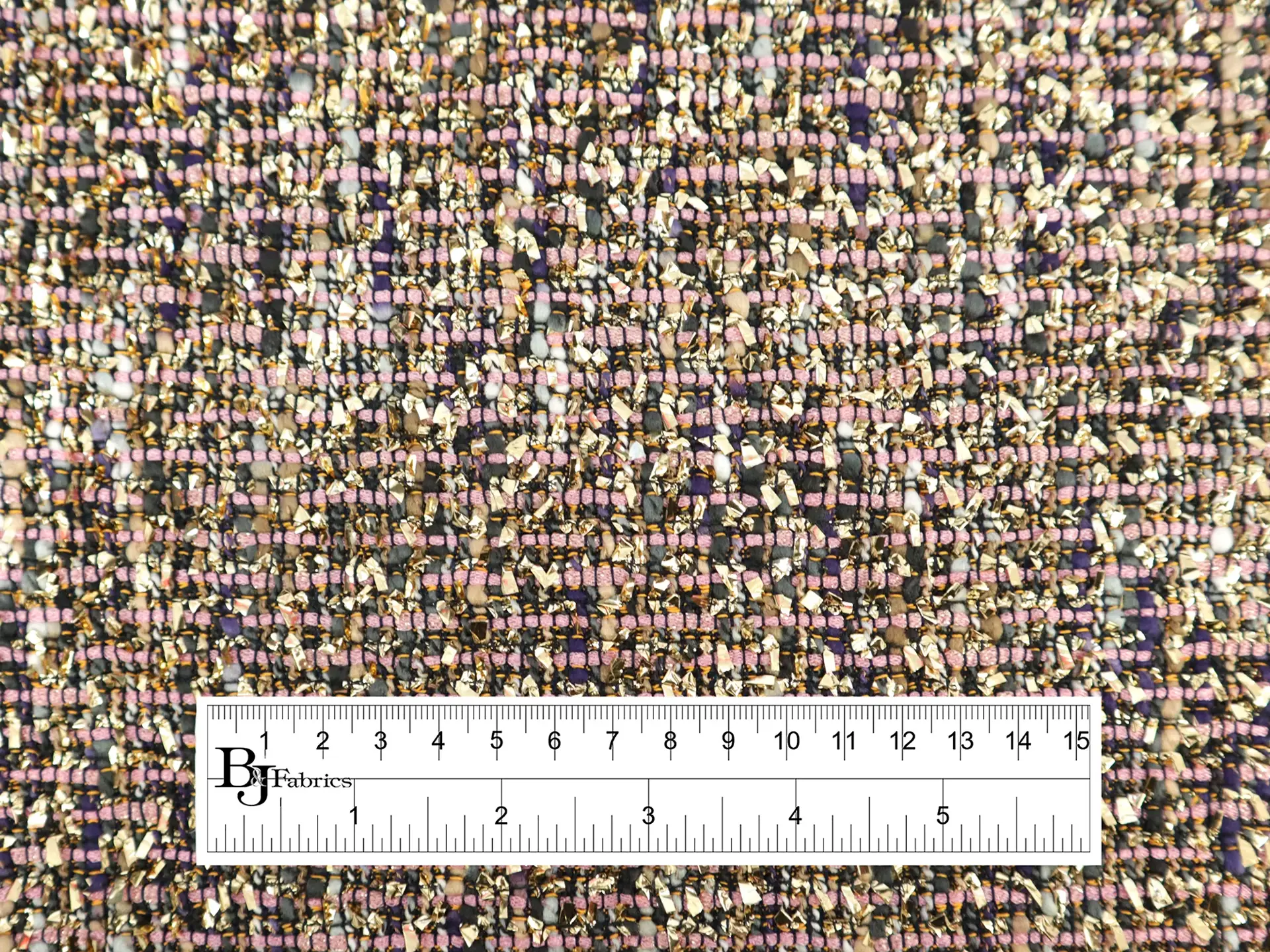 Couture Metallic Viscose Blend Tweed in Pink & Gold