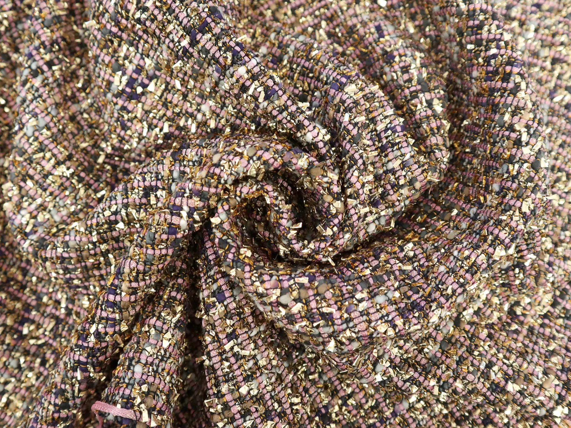 Couture Metallic Viscose Blend Tweed in Pink & Gold