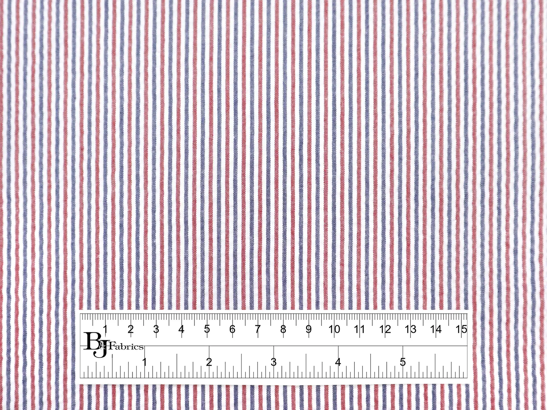 Cotton & Poly Seersucker Stripe in Americana 