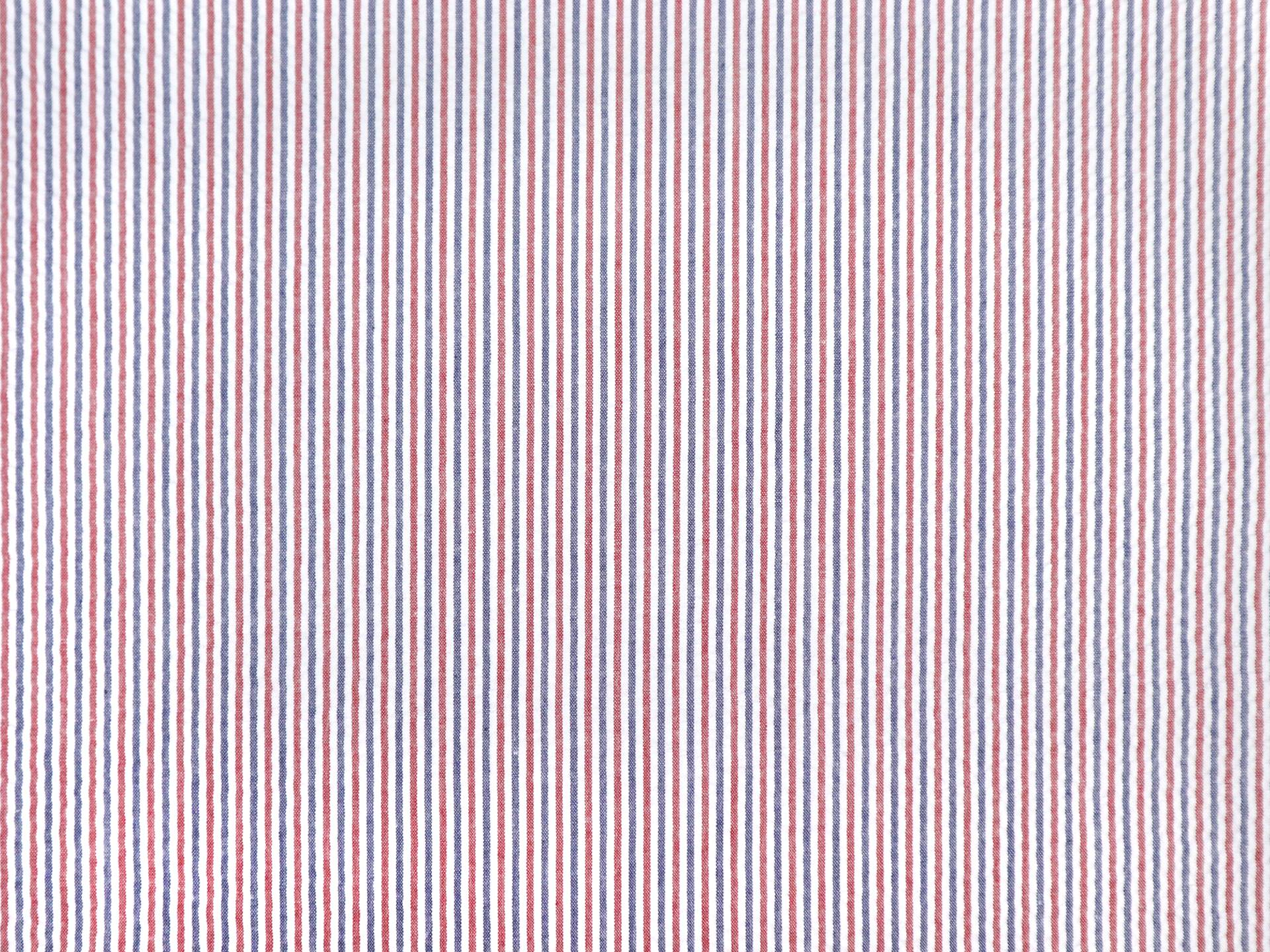 Cotton & Poly Seersucker Stripe in Americana 