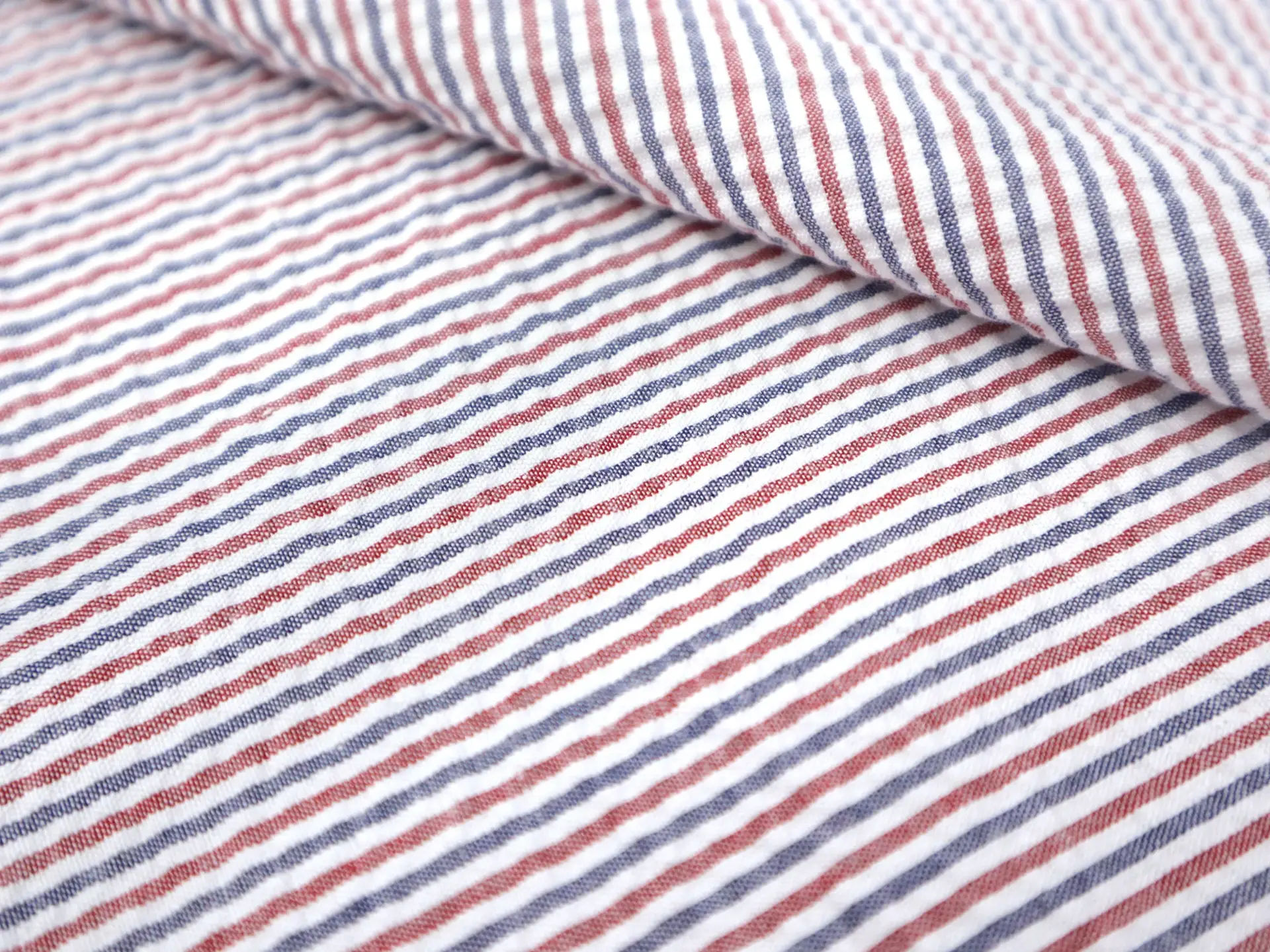 Cotton & Poly Seersucker Stripe in Americana 