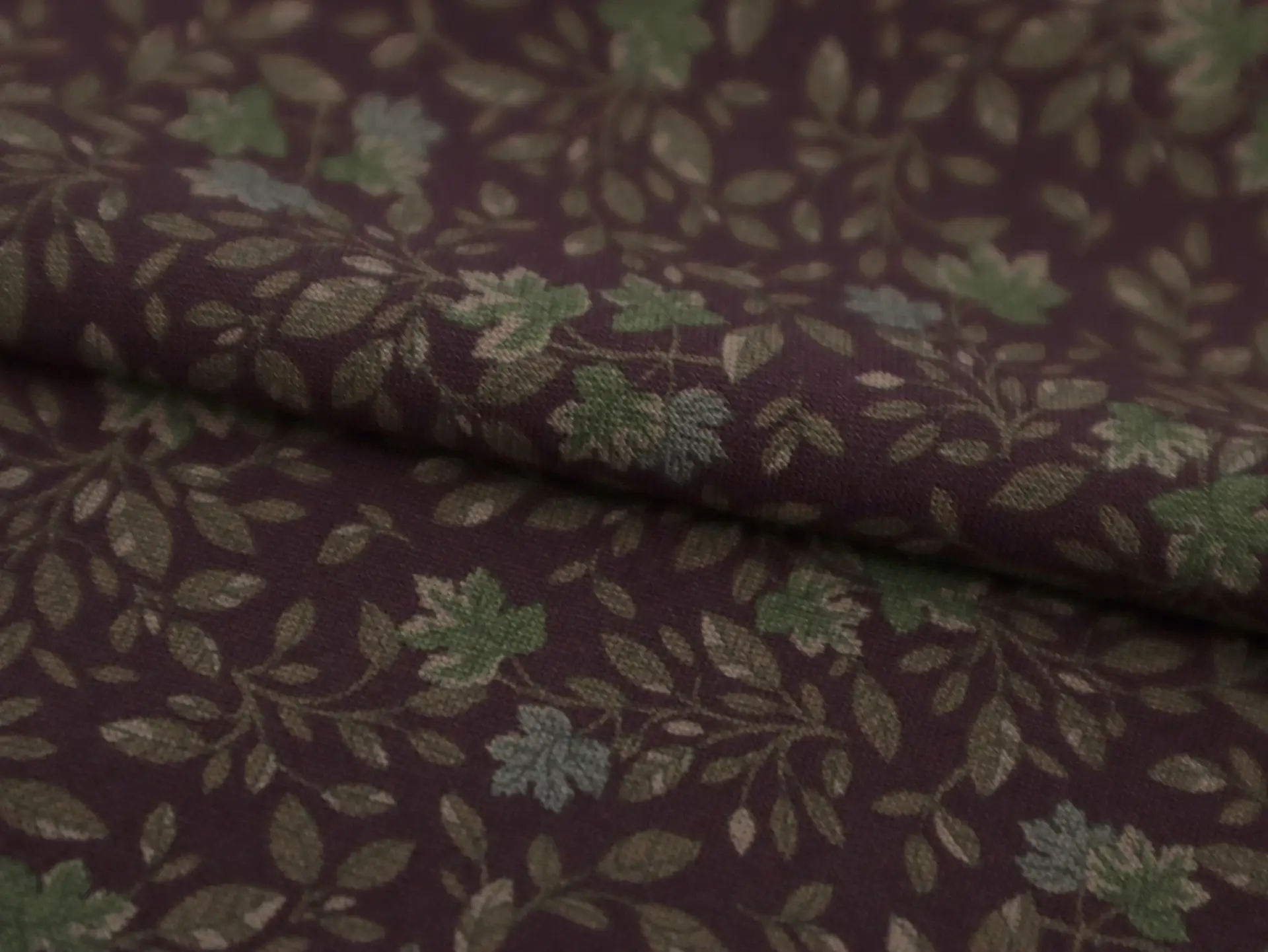 Printed Viscose Challis with Leaf Pattern