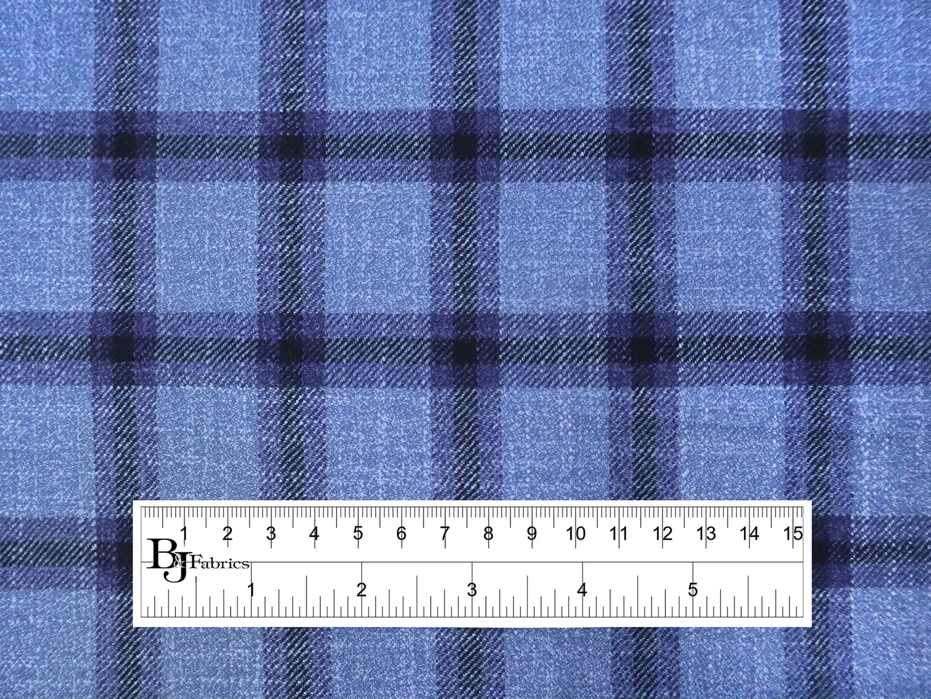 Italian Wool Bamboo Blend Plaid Suiting in Cool Blue