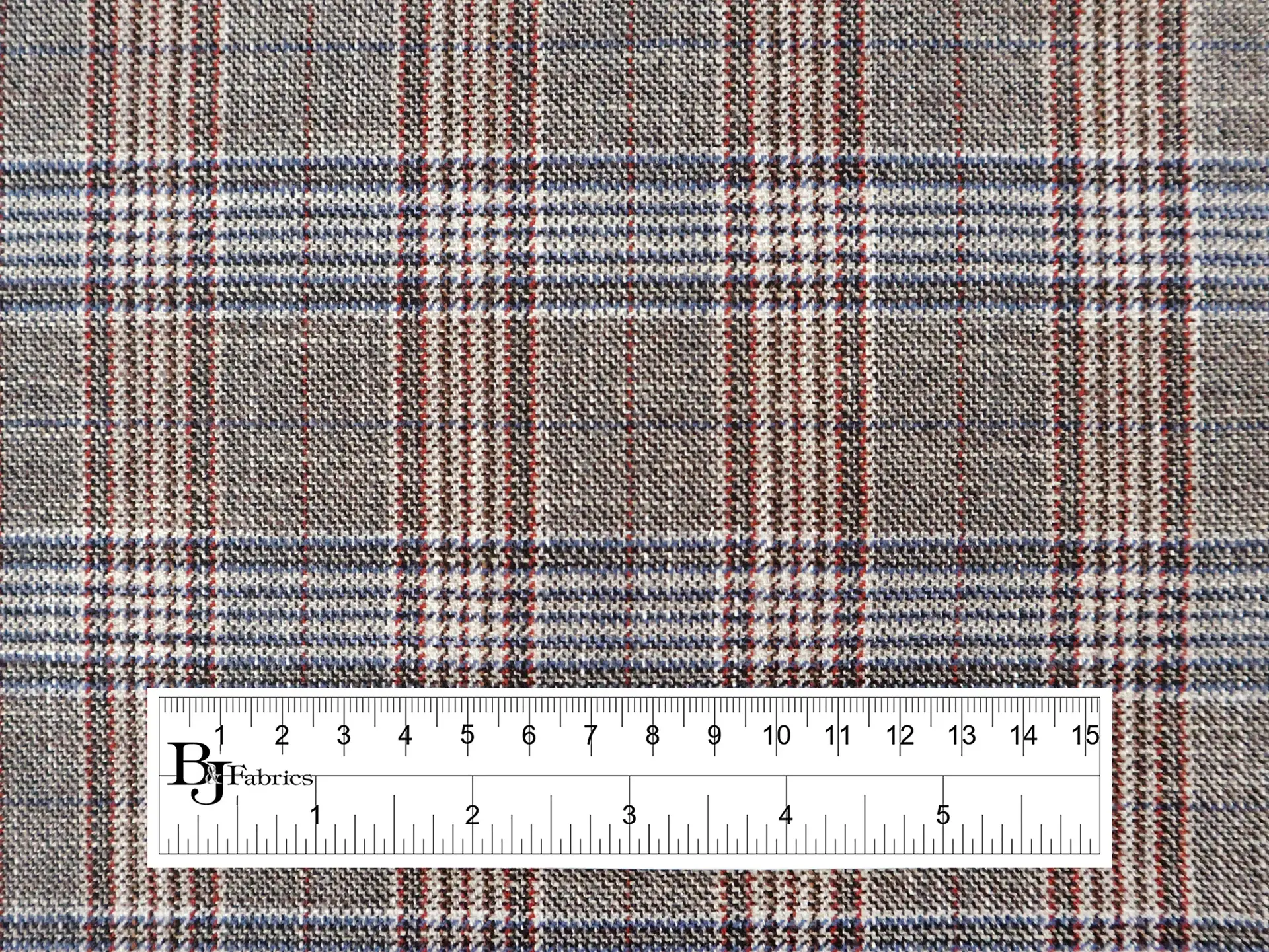 Italian Wool Bamboo Blend Plaid Suiting in Red Blue