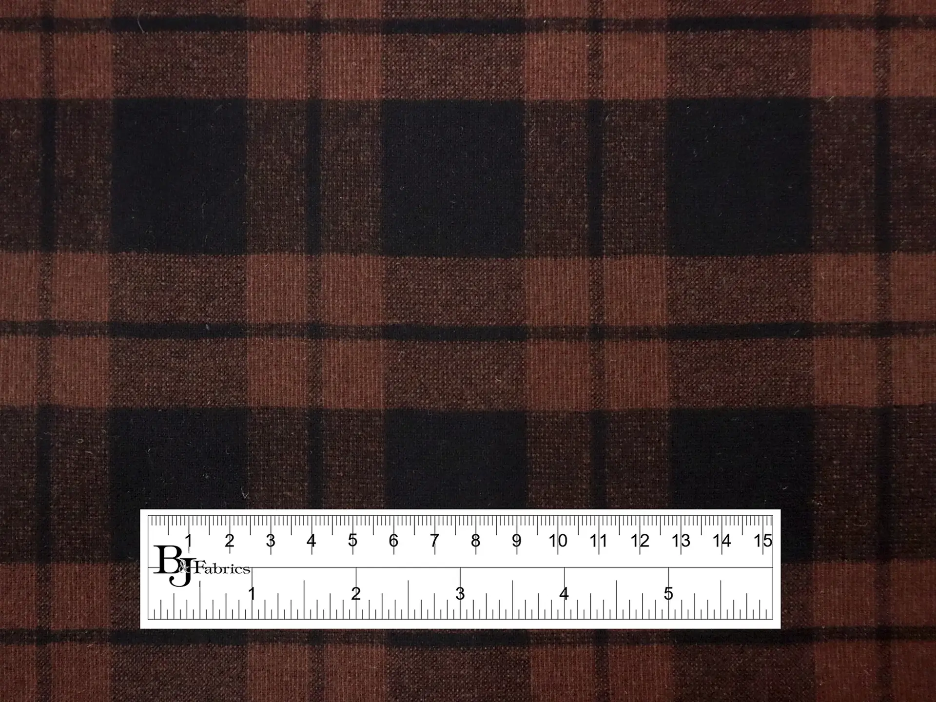 Italian Stretch Wool Blend Plaid Suiting in Black Cocoa