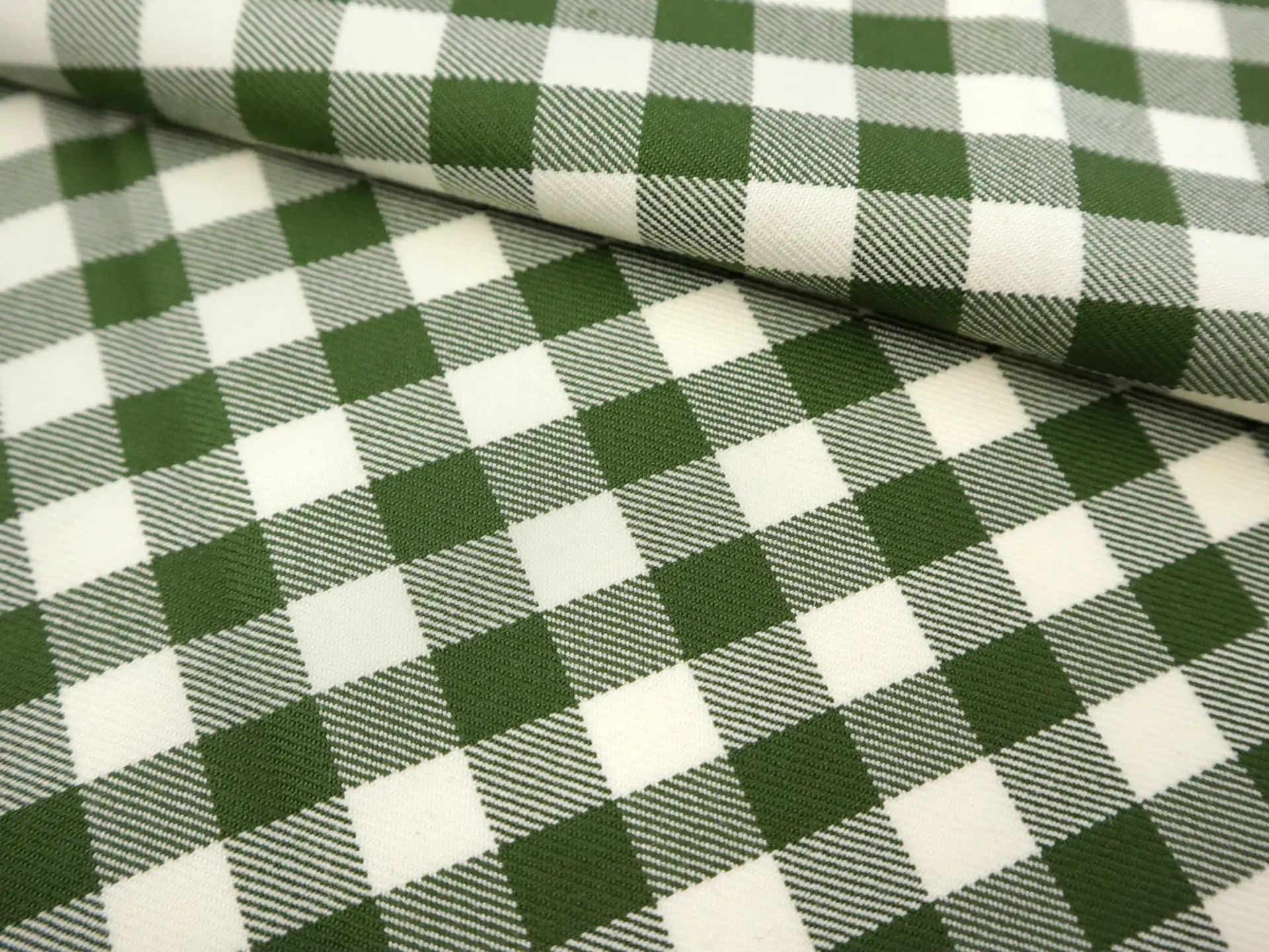 Italian Wool Shepherd's Check Suiting in Olive