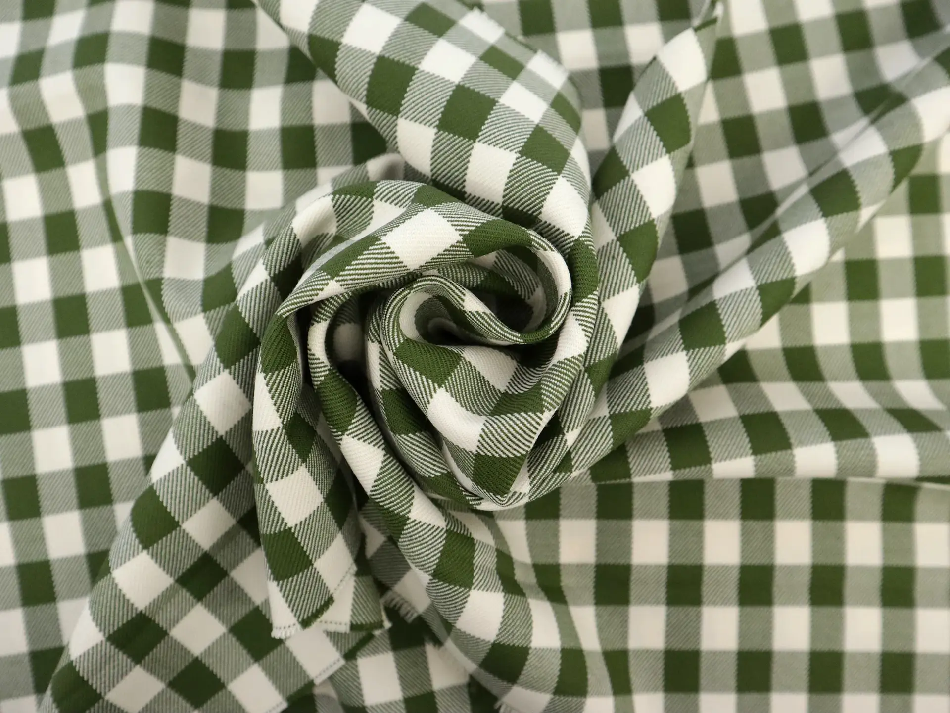 Italian Wool Shepherd's Check Suiting in Olive