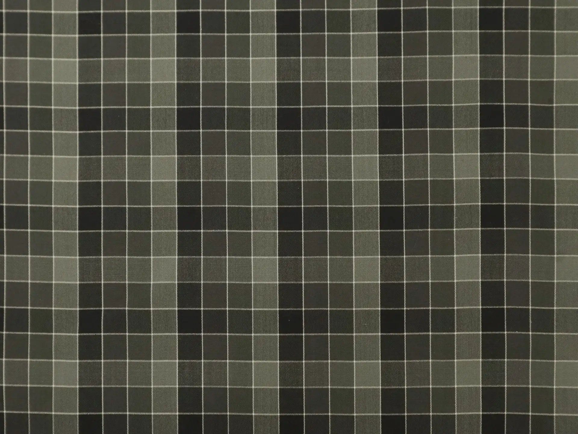 Silk Shirting with Check Pattern in Grey and Midnight Green