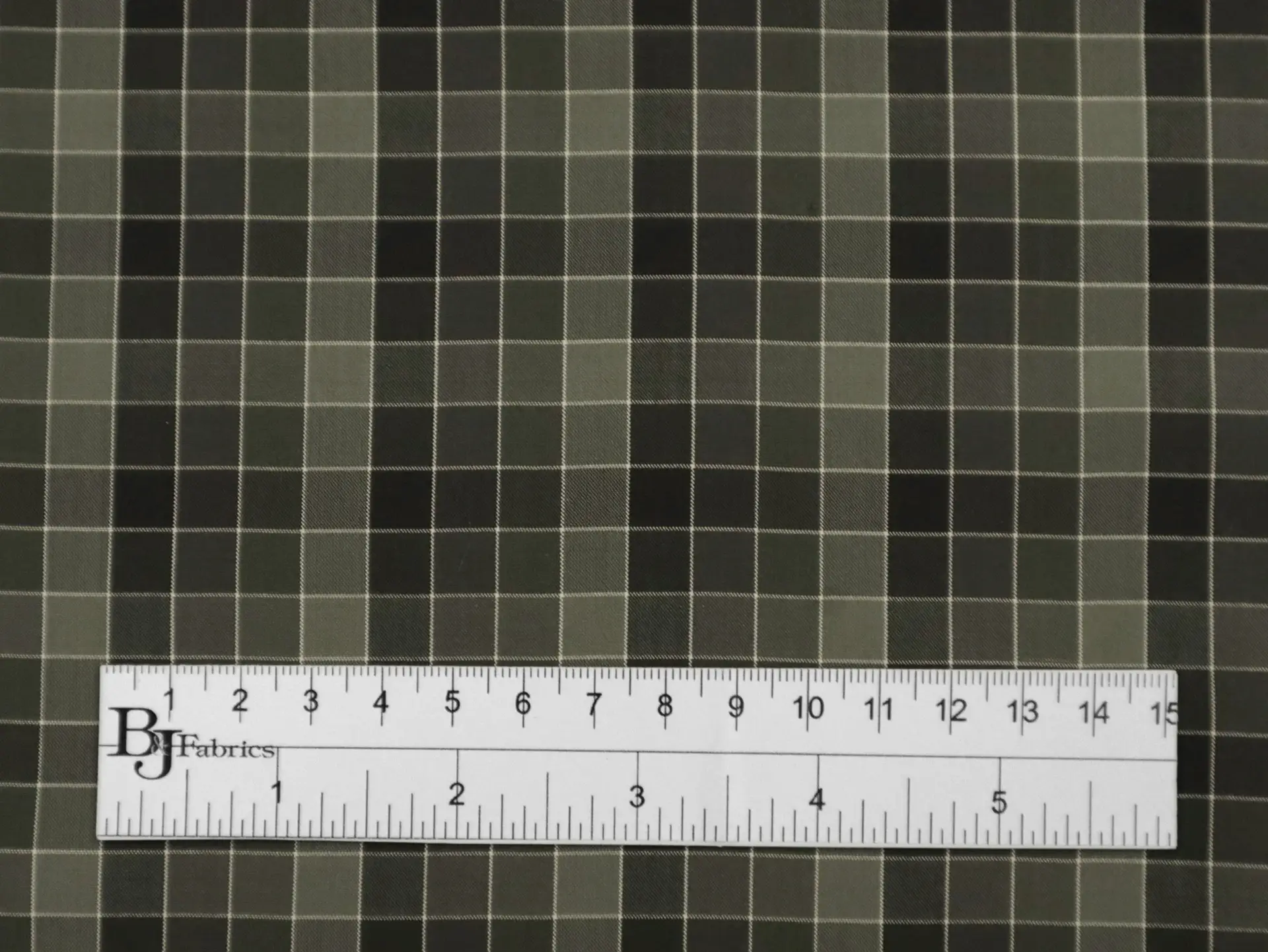 Silk Shirting with Check Pattern in Grey and Midnight Green