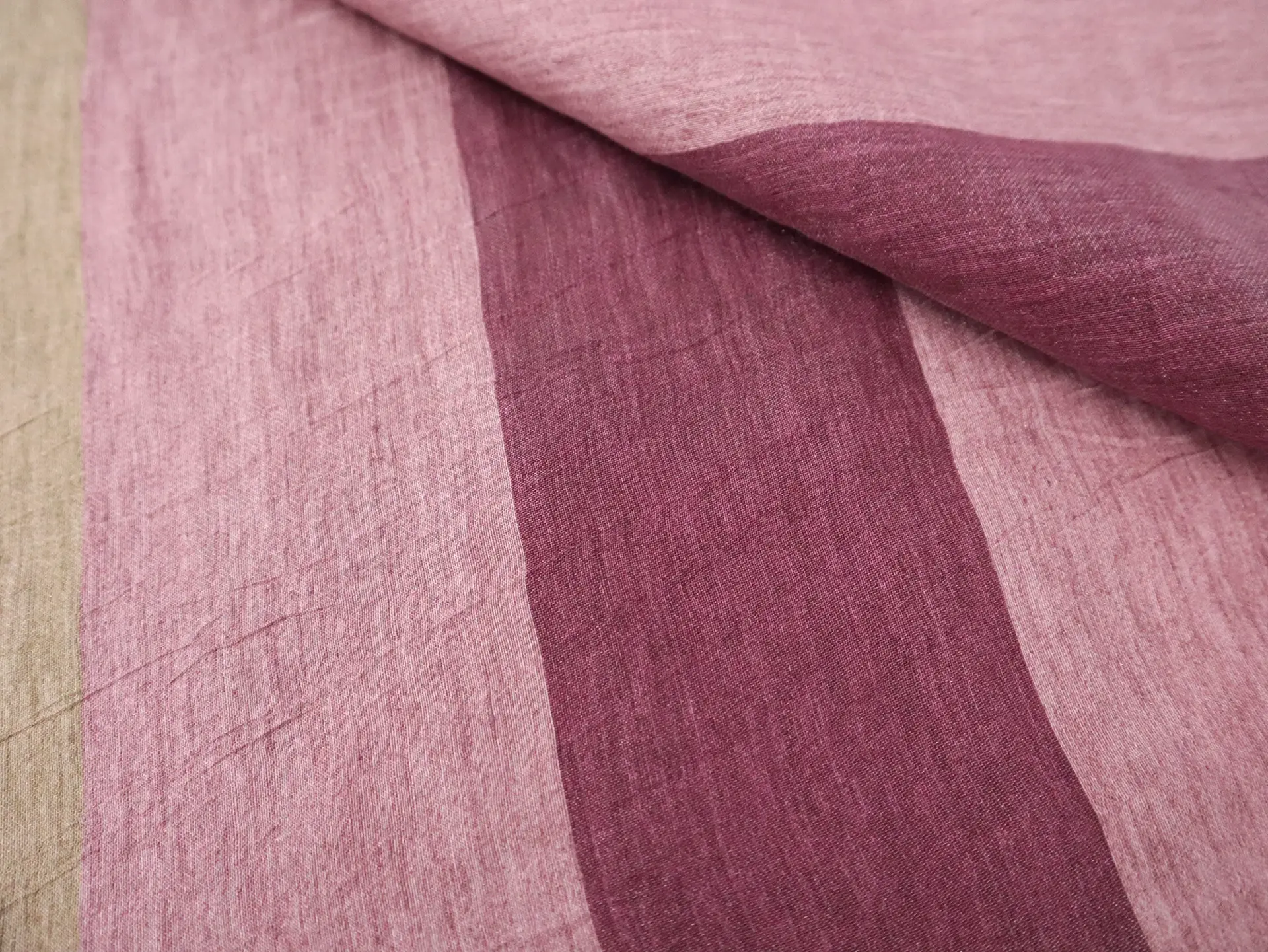 Linen Bayadère Stripe in Mauve & Purple