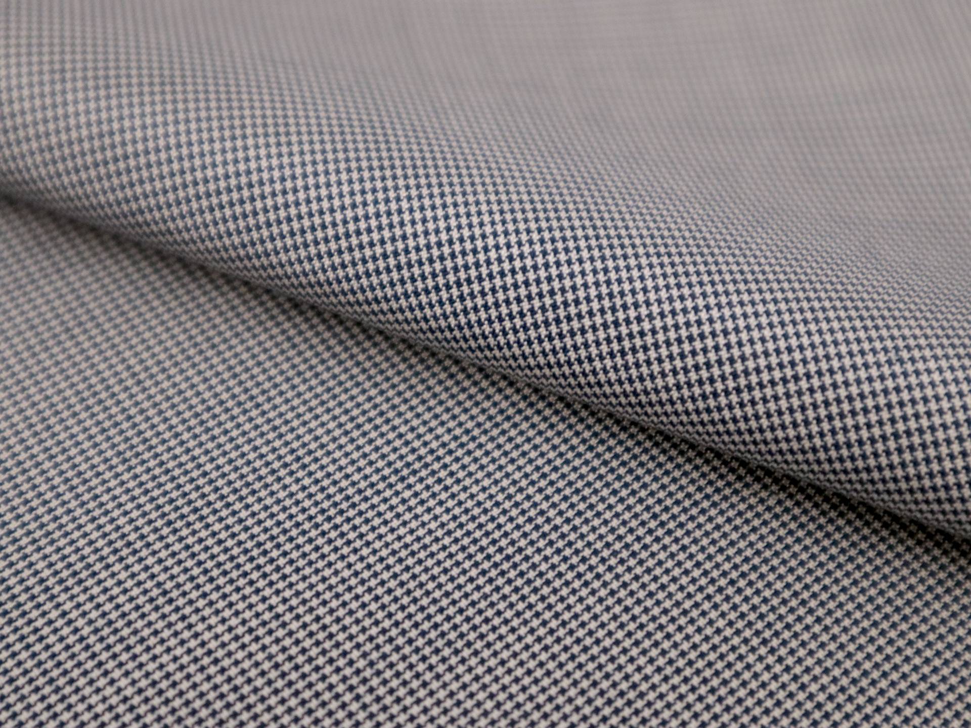 Silk Shirting with Micro Houndstooth Pattern in Dark Blue and Grey